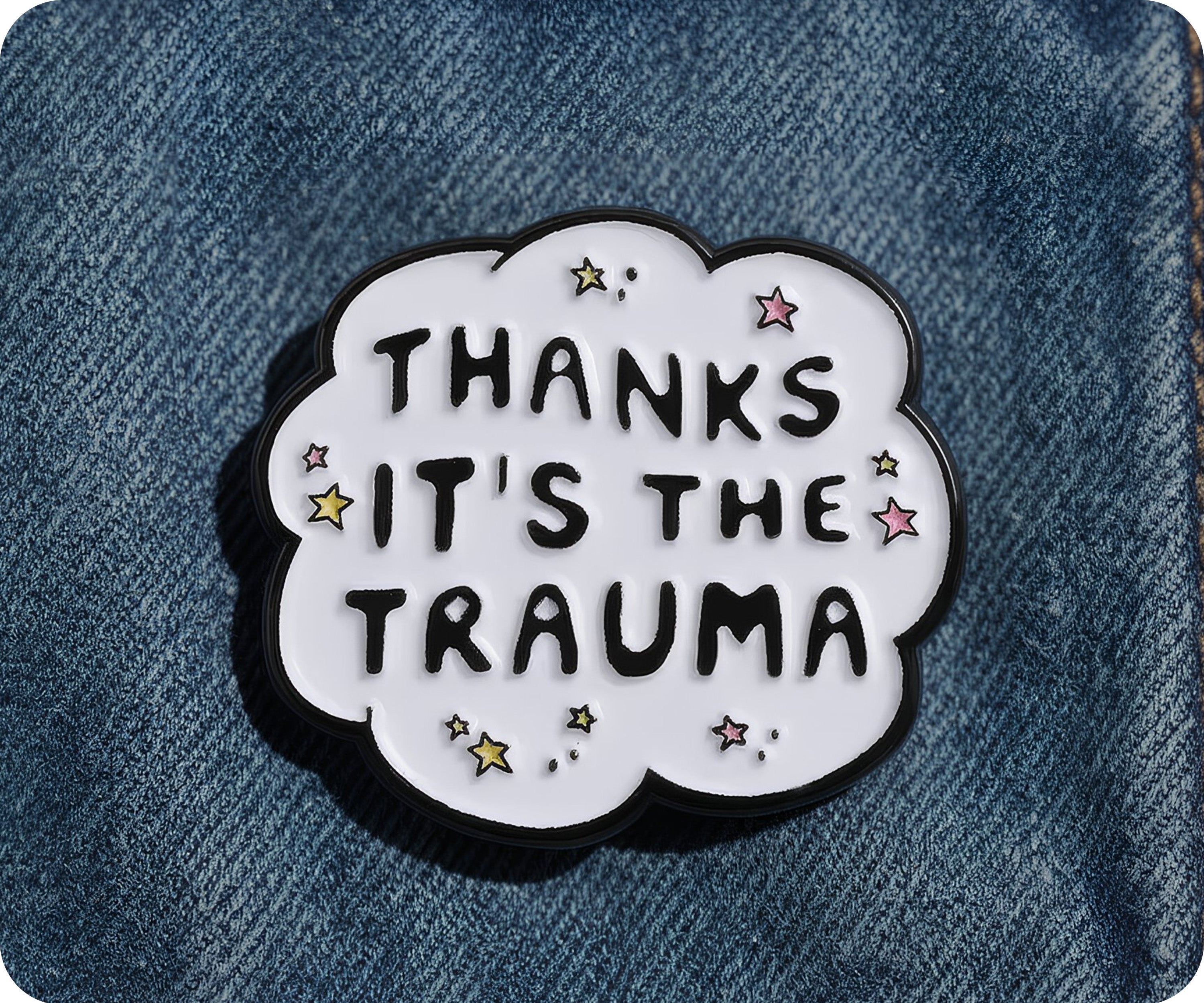 Gracias, es el pin de discurso divertido de trauma