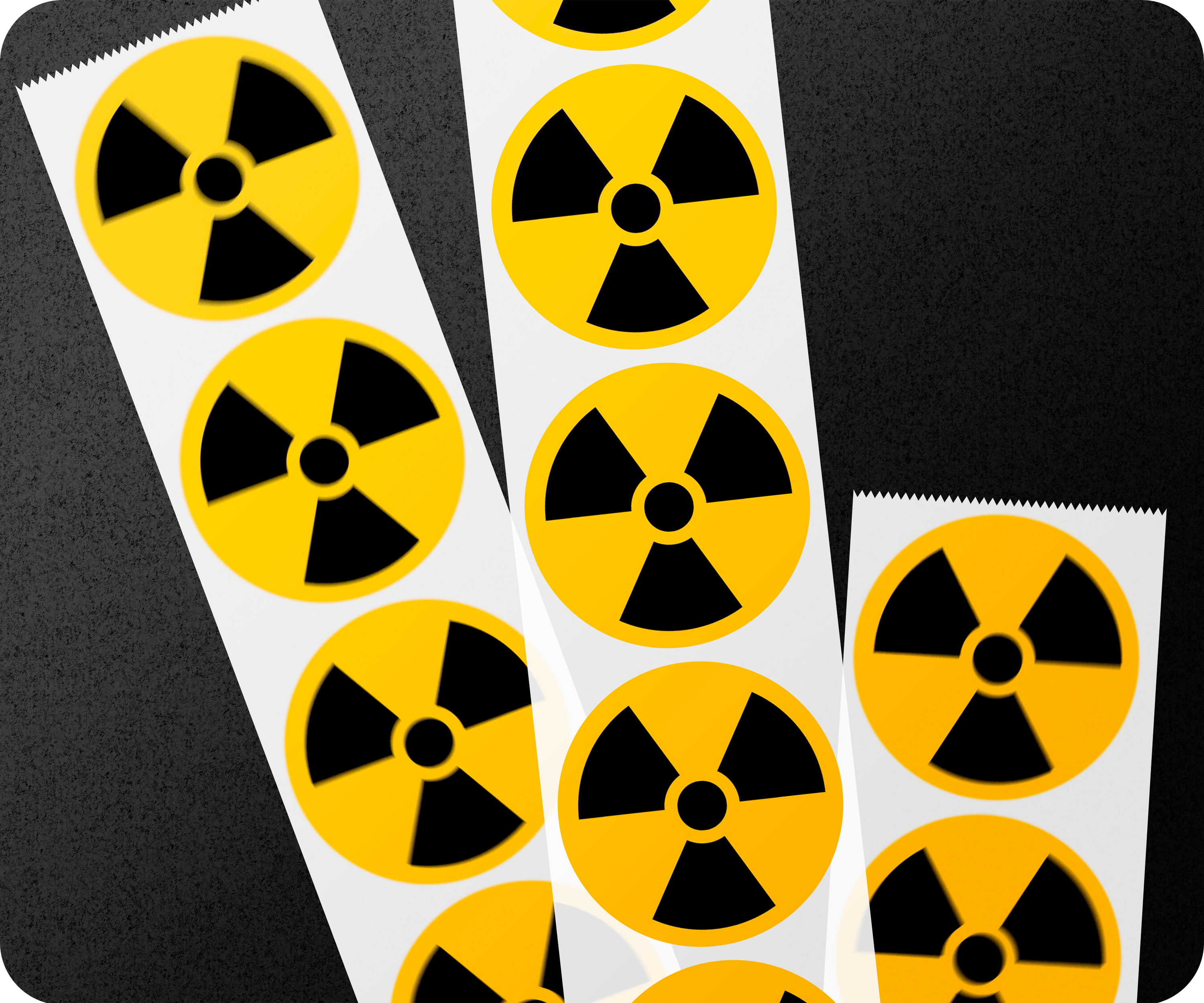12 X Radiation Hazard Symbol Vinyl Round 5cm Stickers
