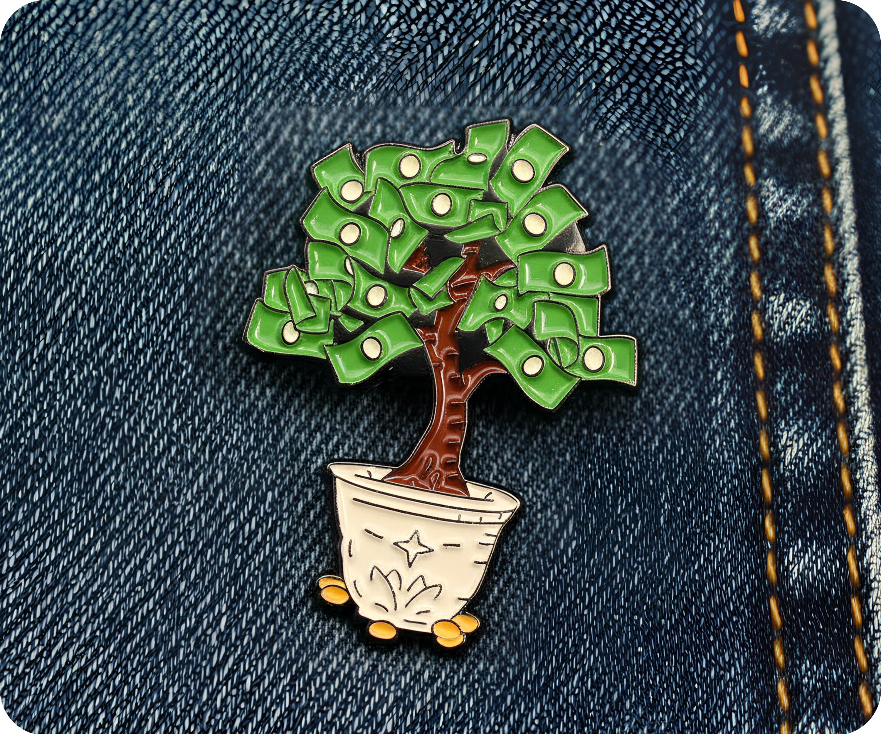 Dollar Money Tree Pin Badge