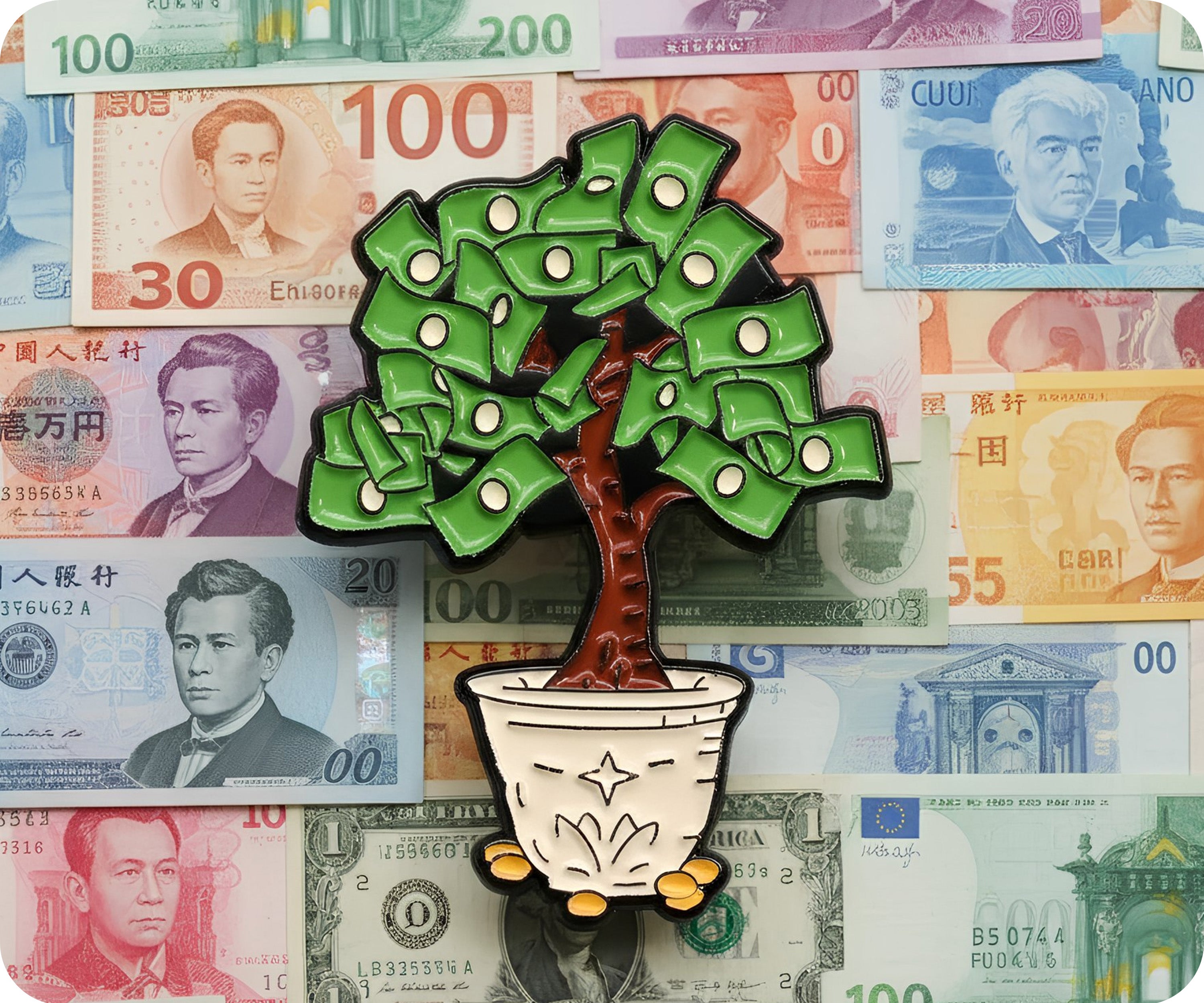 Dollar Money Tree Pin Badge