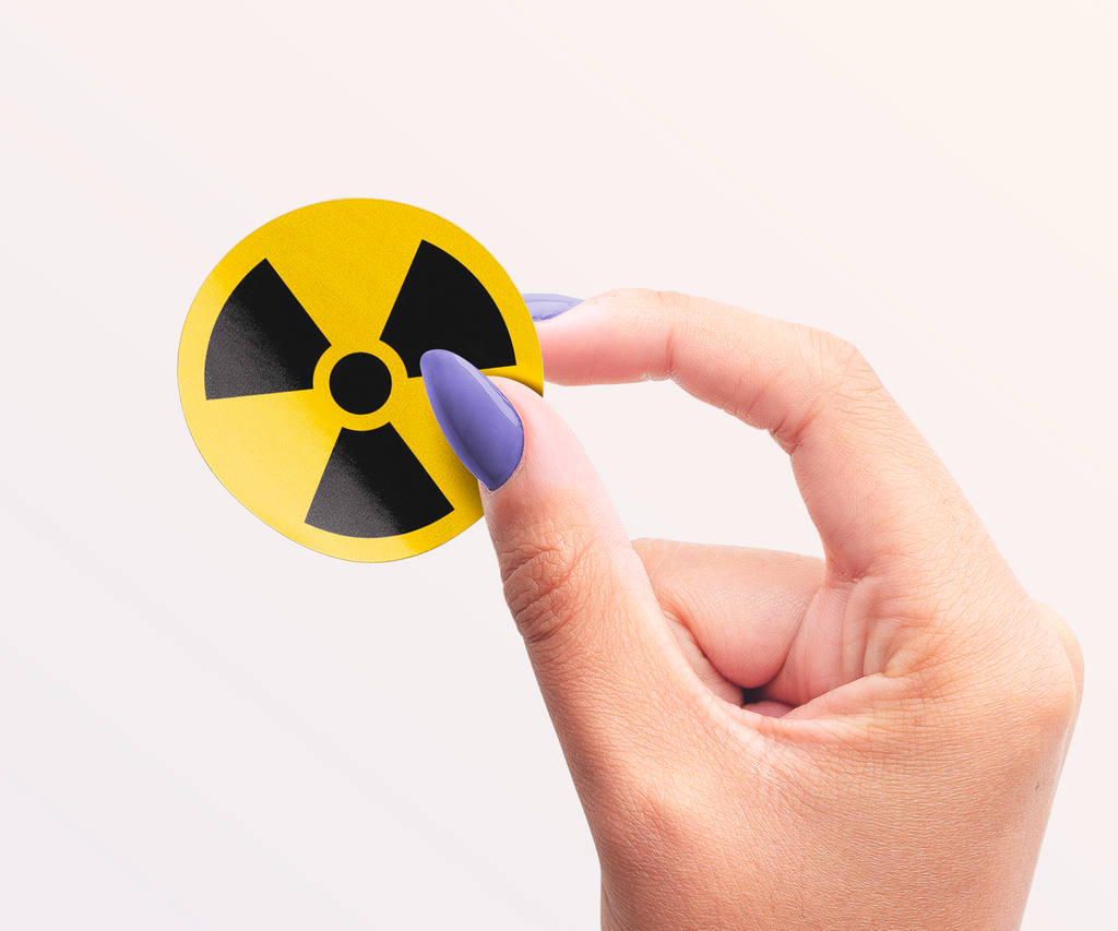12 X Radiation Hazard Symbol Vinyl Round 5cm Stickers