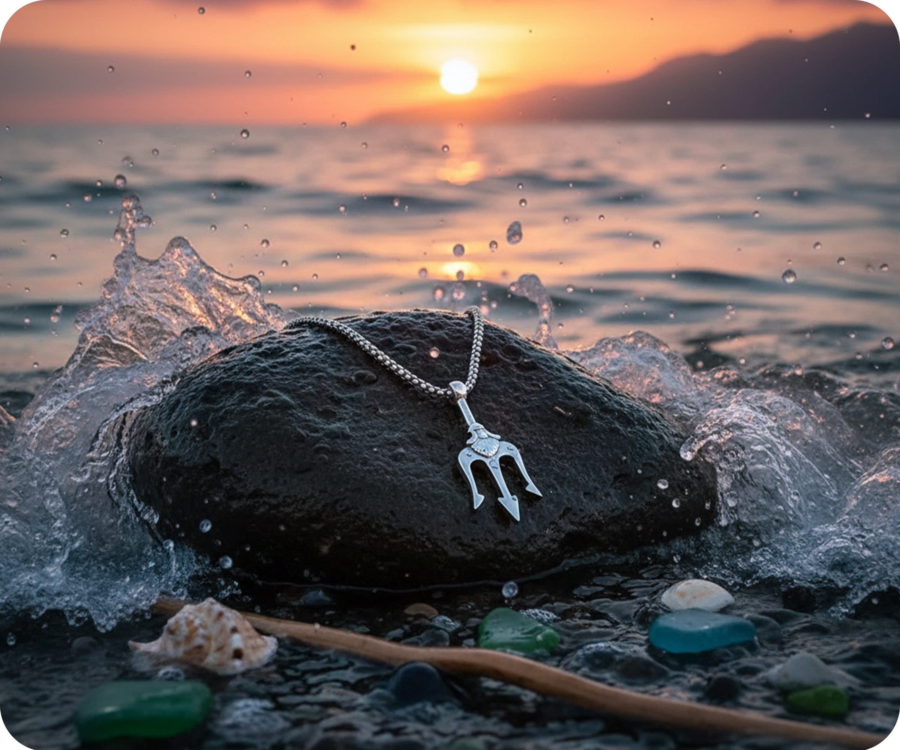 Trident Spear Pendant Necklace – Stainless Steel Mythic Symbol Charm 60cm Chain