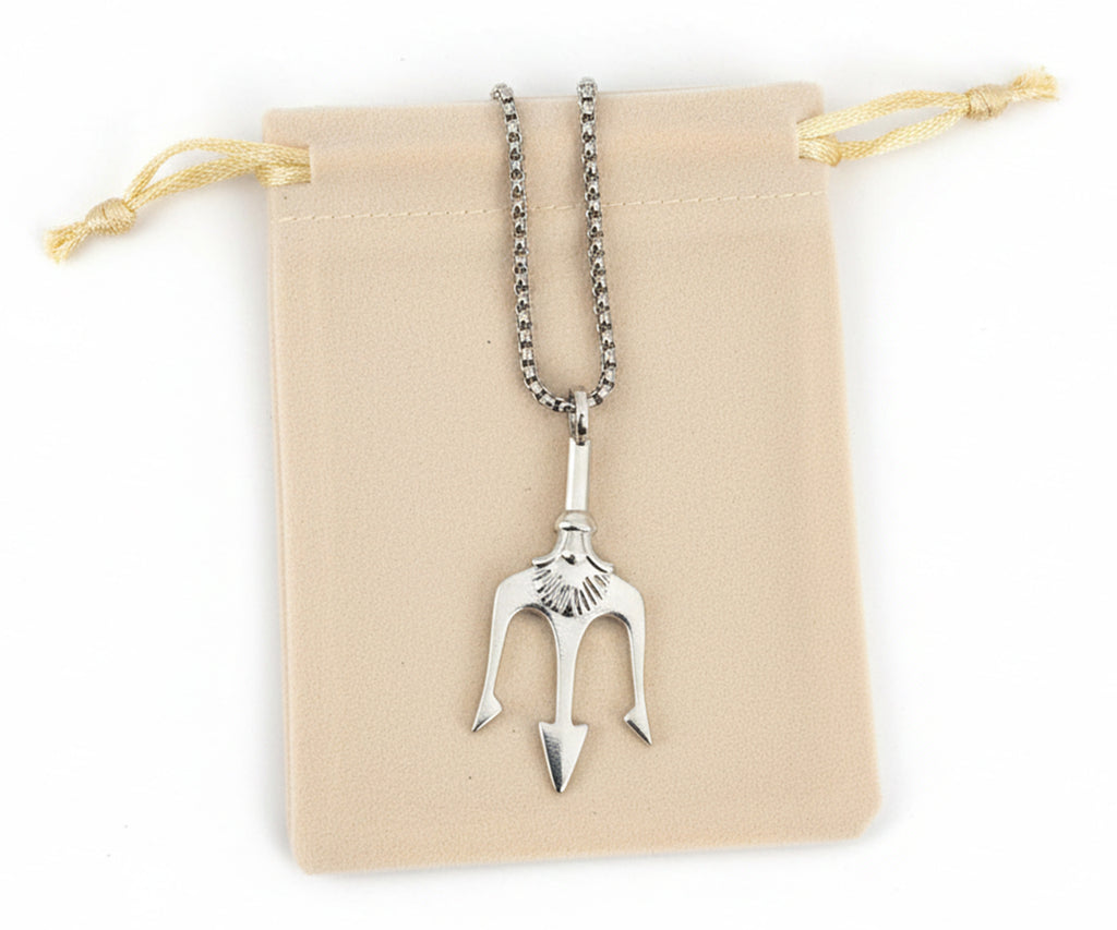 Trident Spear Pendant Necklace – Stainless Steel Mythic Symbol Charm 60cm Chain