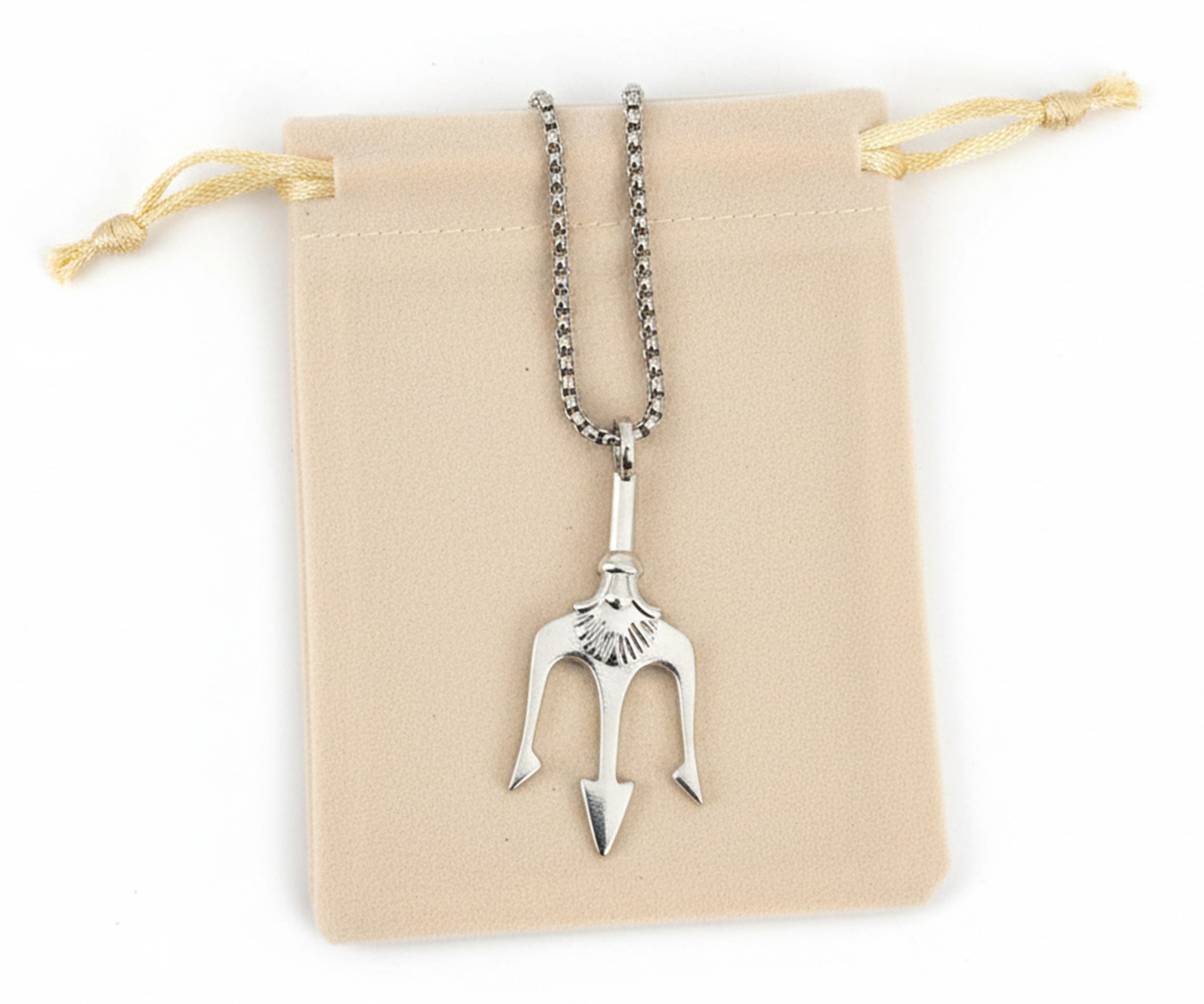 Trident Spear Pendant Necklace – Stainless Steel Mythic Symbol Charm 60cm Chain