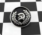 Trojan Helmet Round Pin Badge