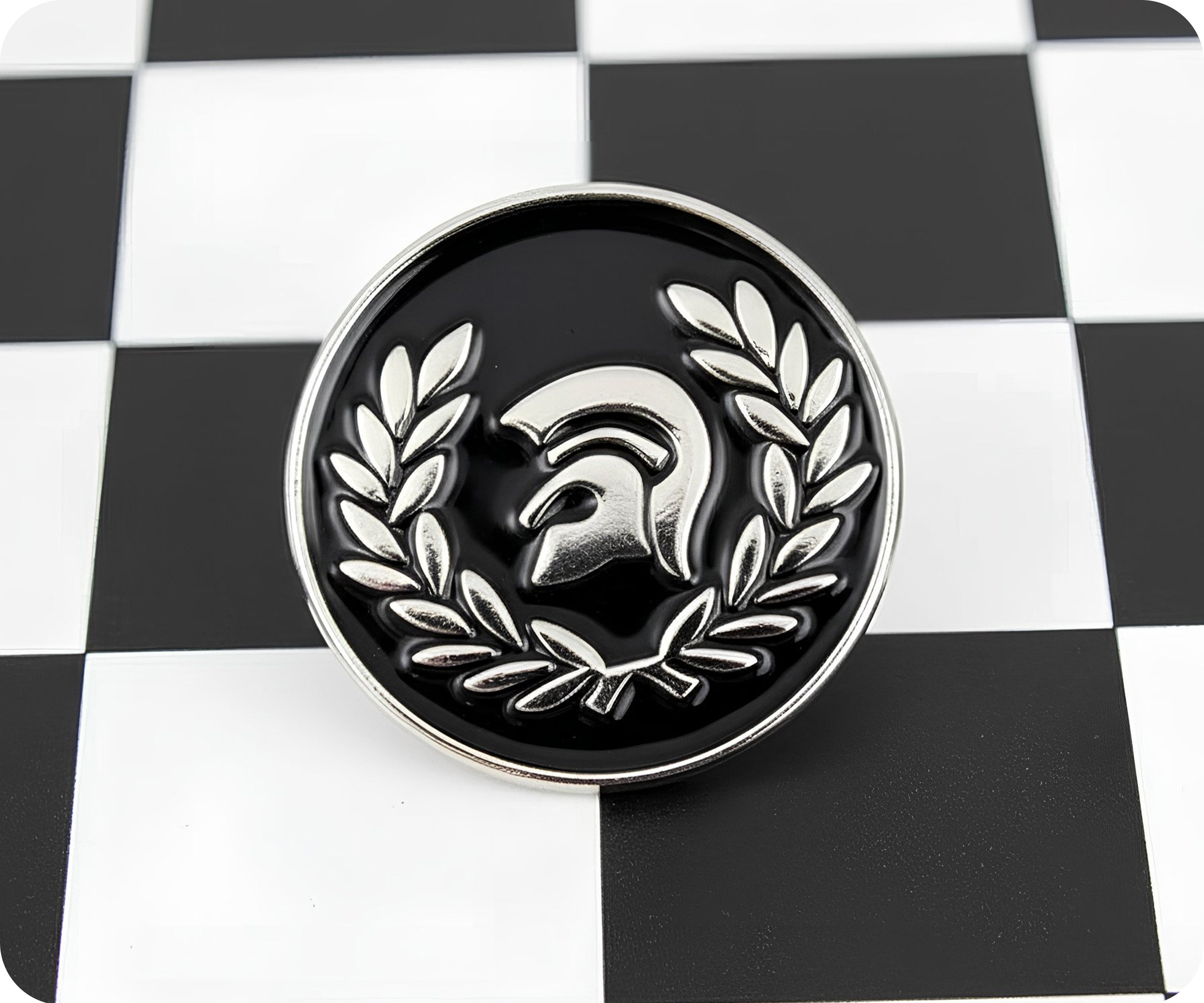 Trojan Helmet Round Pin Badge