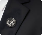 Trojan Helmet Round Pin Badge