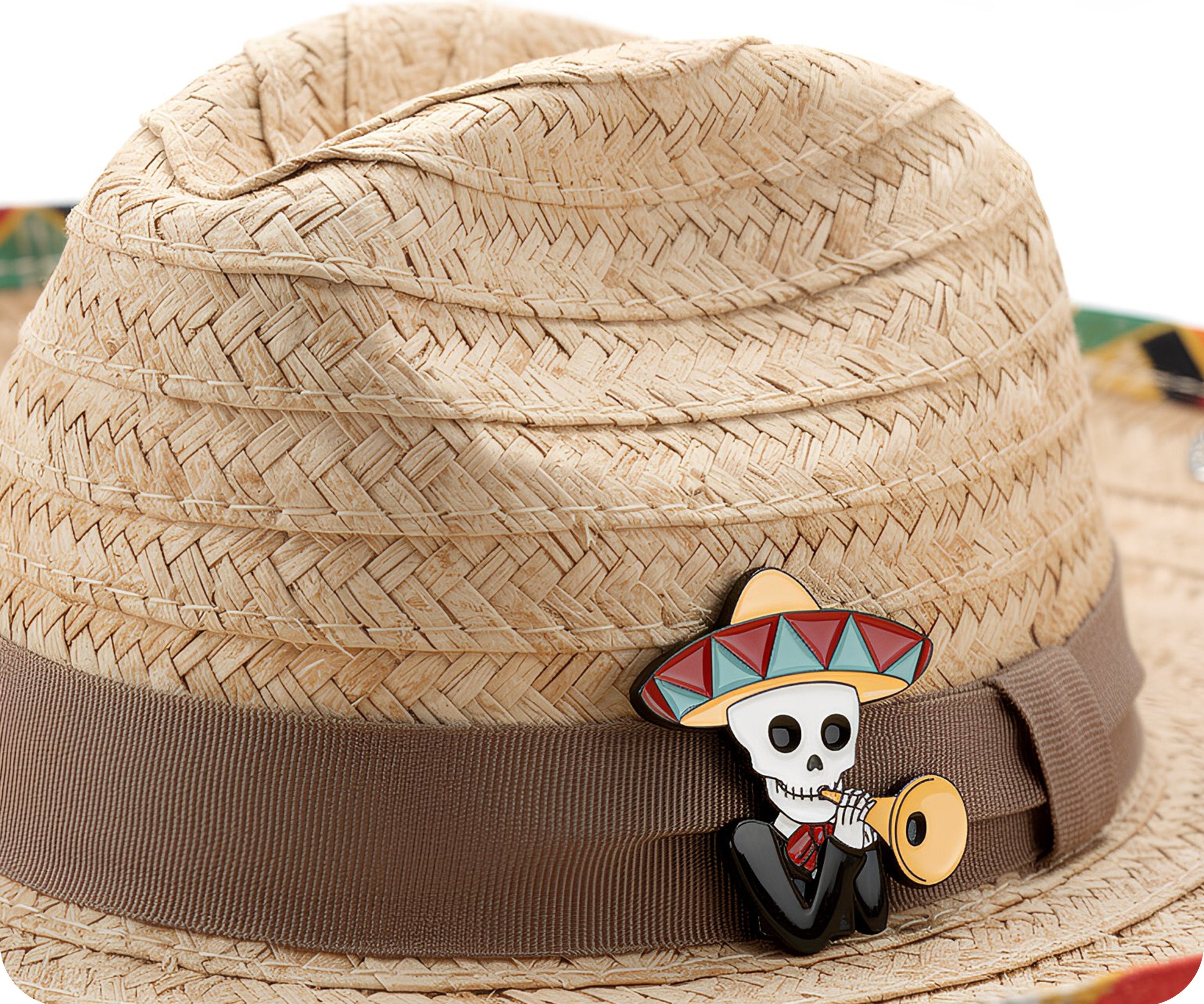 Mariachi Mexican Skeleton Trumpet Pin Badge