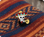 Mariachi Mexican Skeleton Trumpet Pin Badge