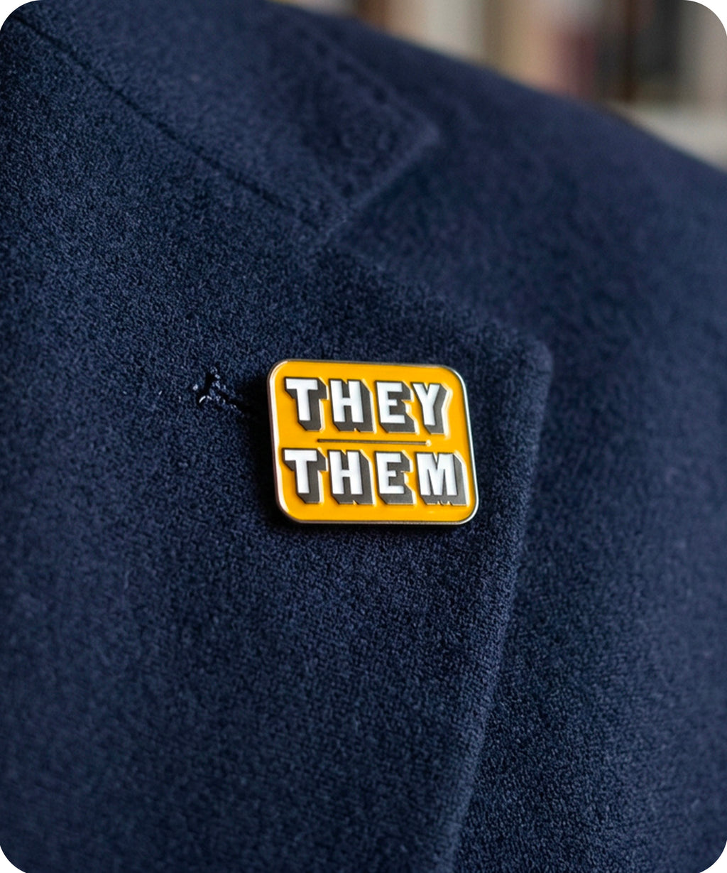 They Them Pronoun Enamel Pin Badge