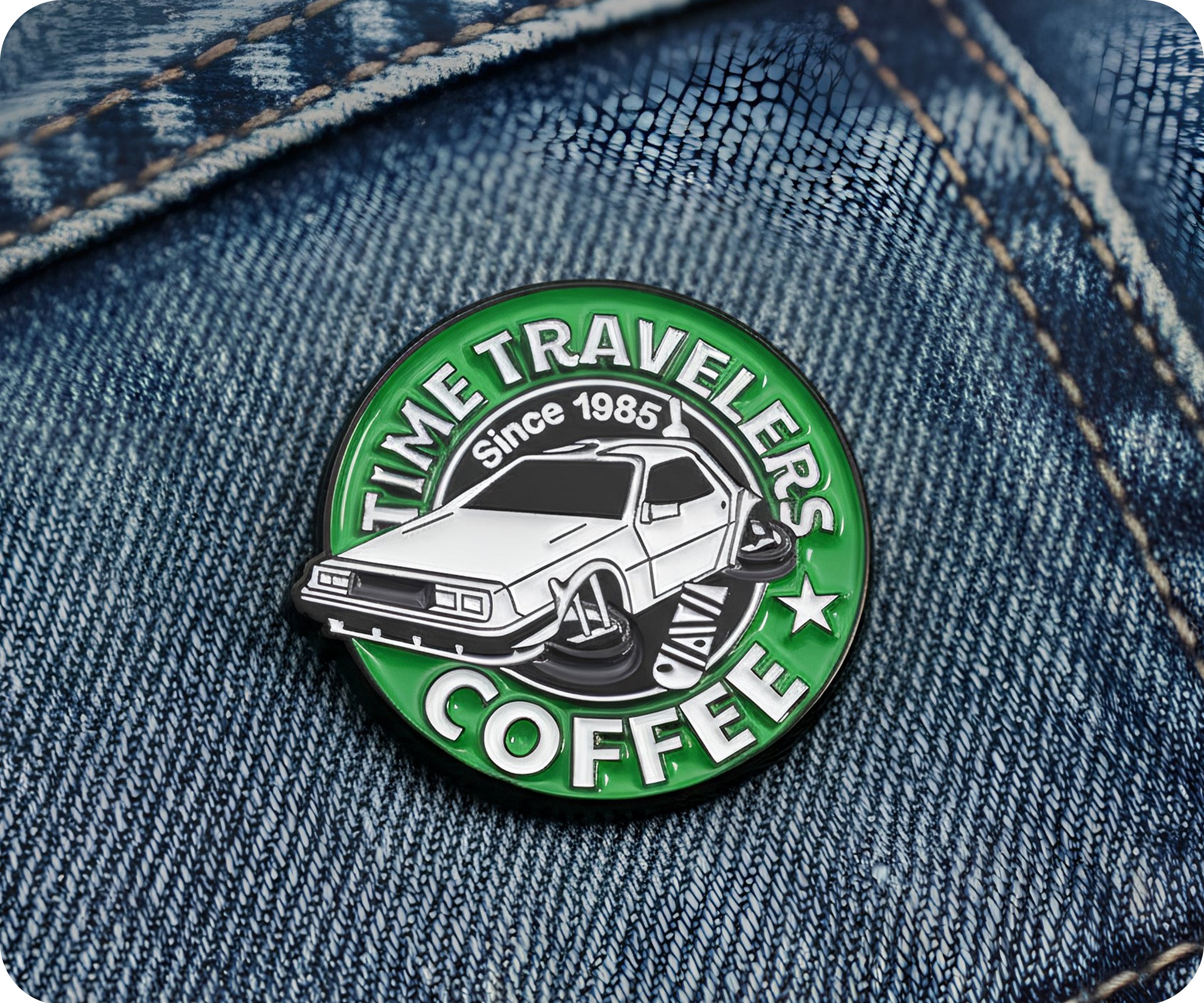 Time Traveler's Coffee Pin Badge