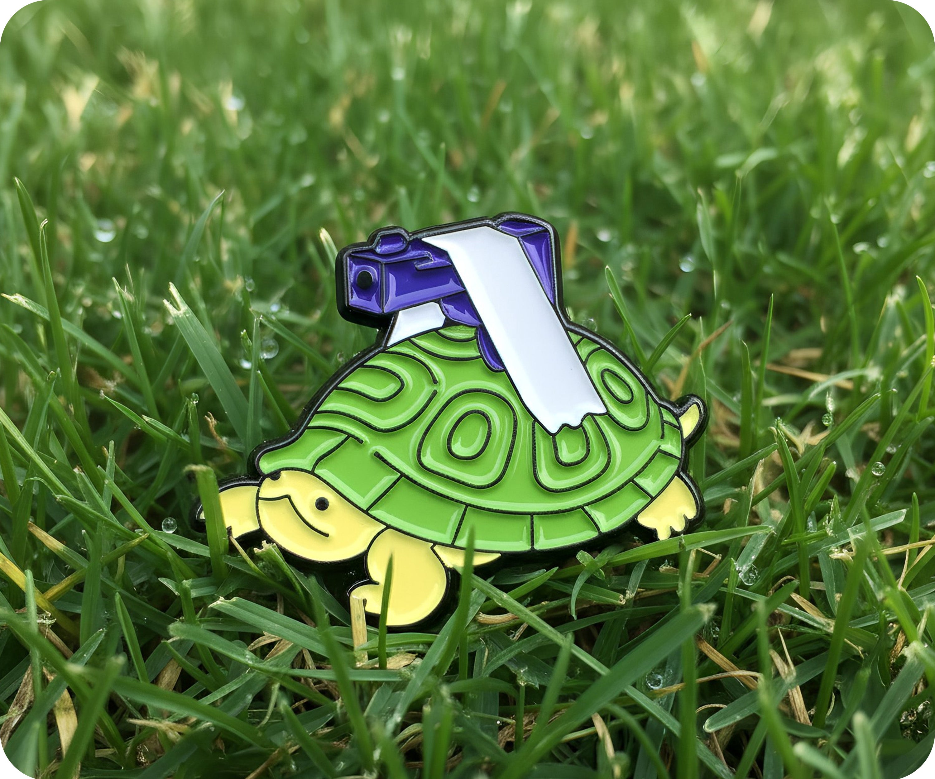 Turtle & Pistol Pin Badge