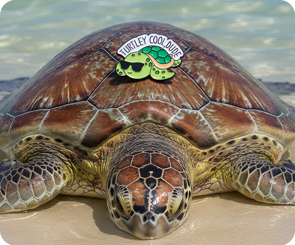 Turtley Cool Dude Turtle Pin Badge