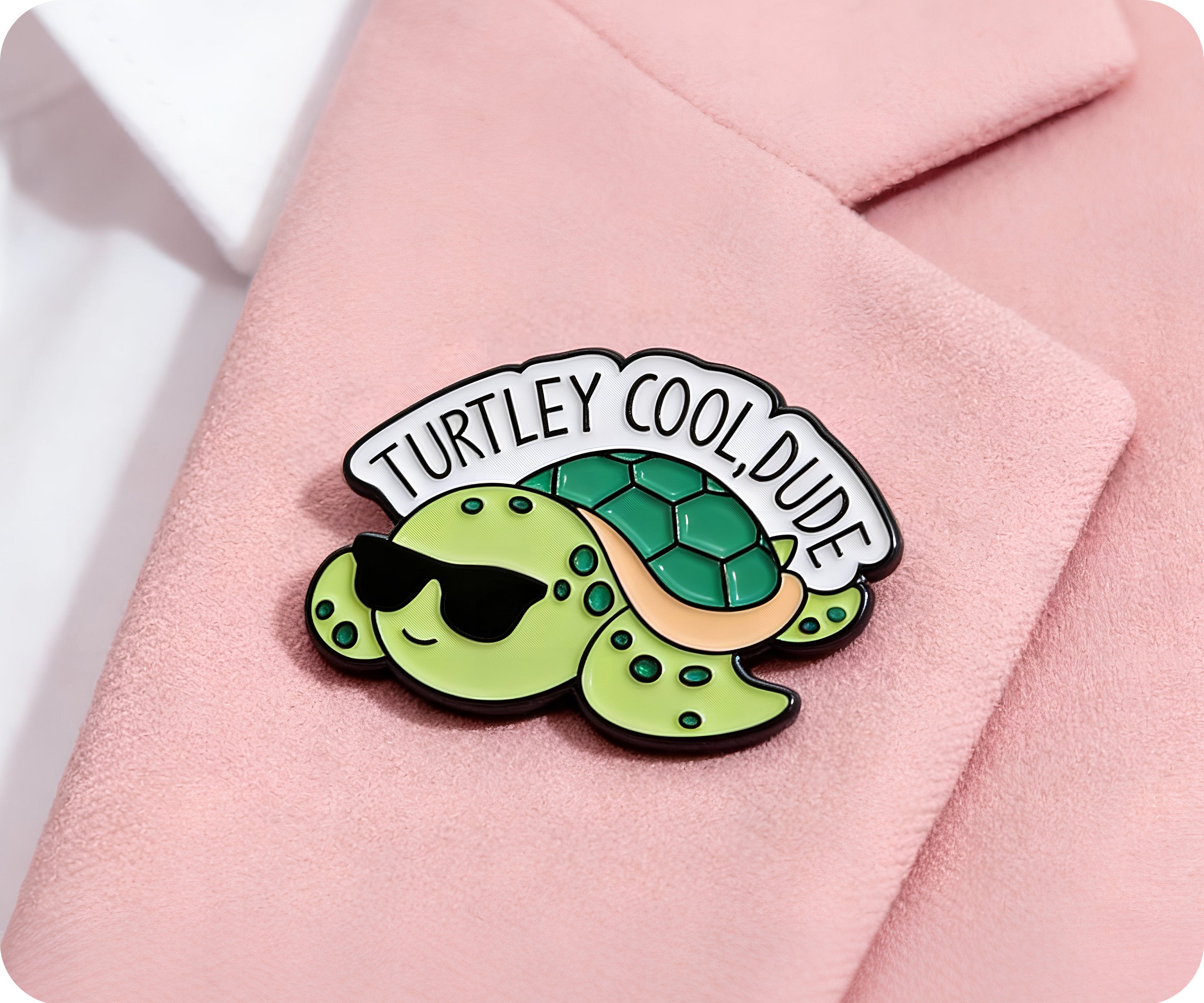 Turtley Cool Dude Turtle Pin Badge