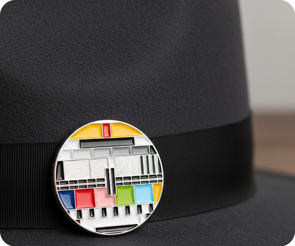 Round Vintage CRT TV Broadcast Colour Bars Pin Badge