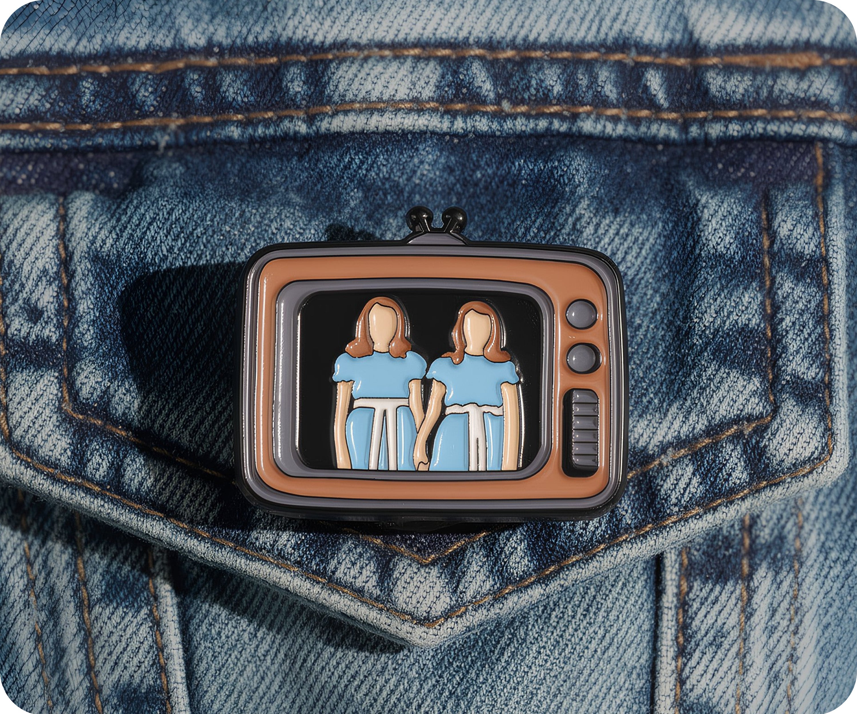 Horror Twins In Television Pin Badge