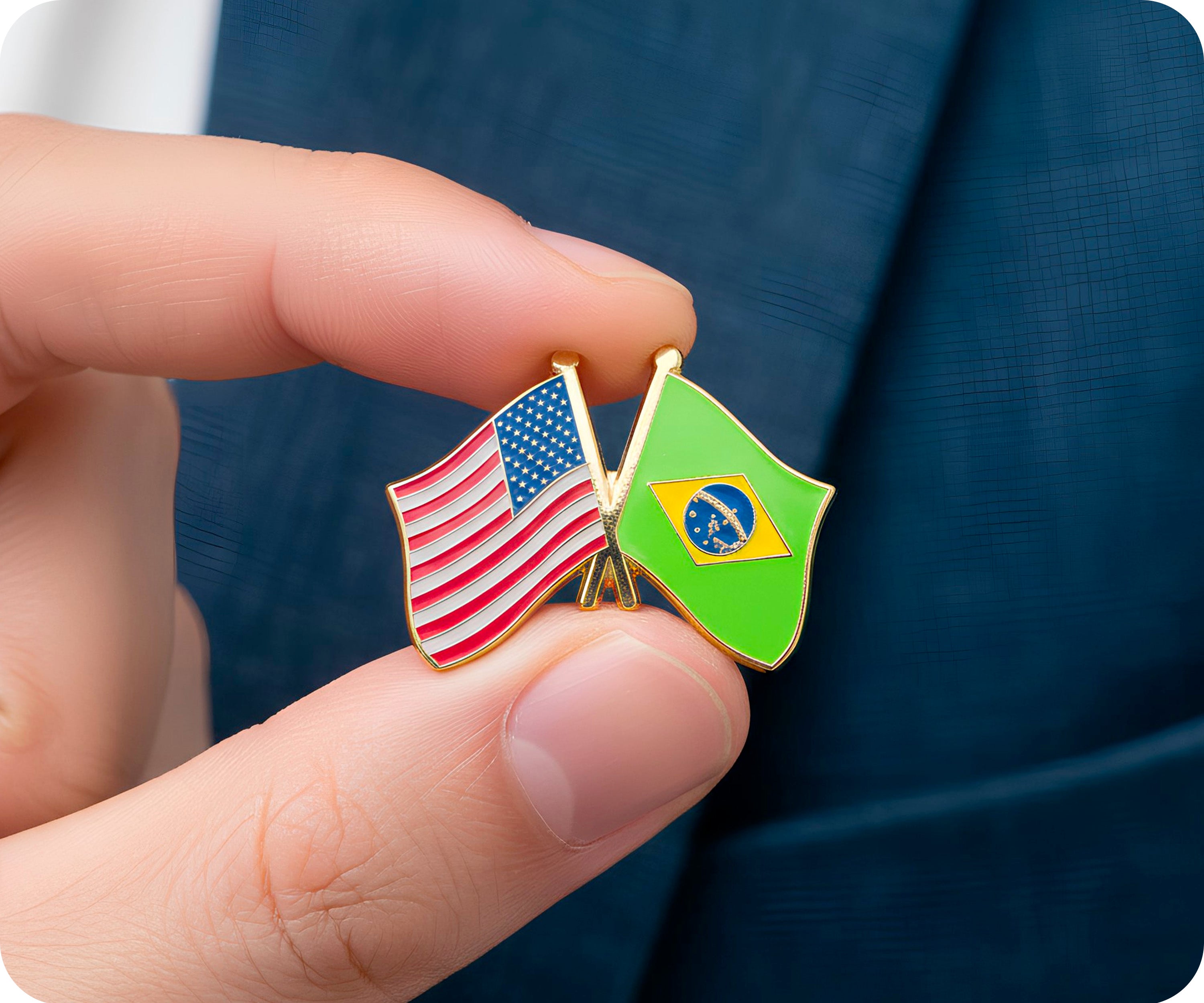 Pin de la amistad entre Estados Unidos y Brasil Imagen secundaria del producto