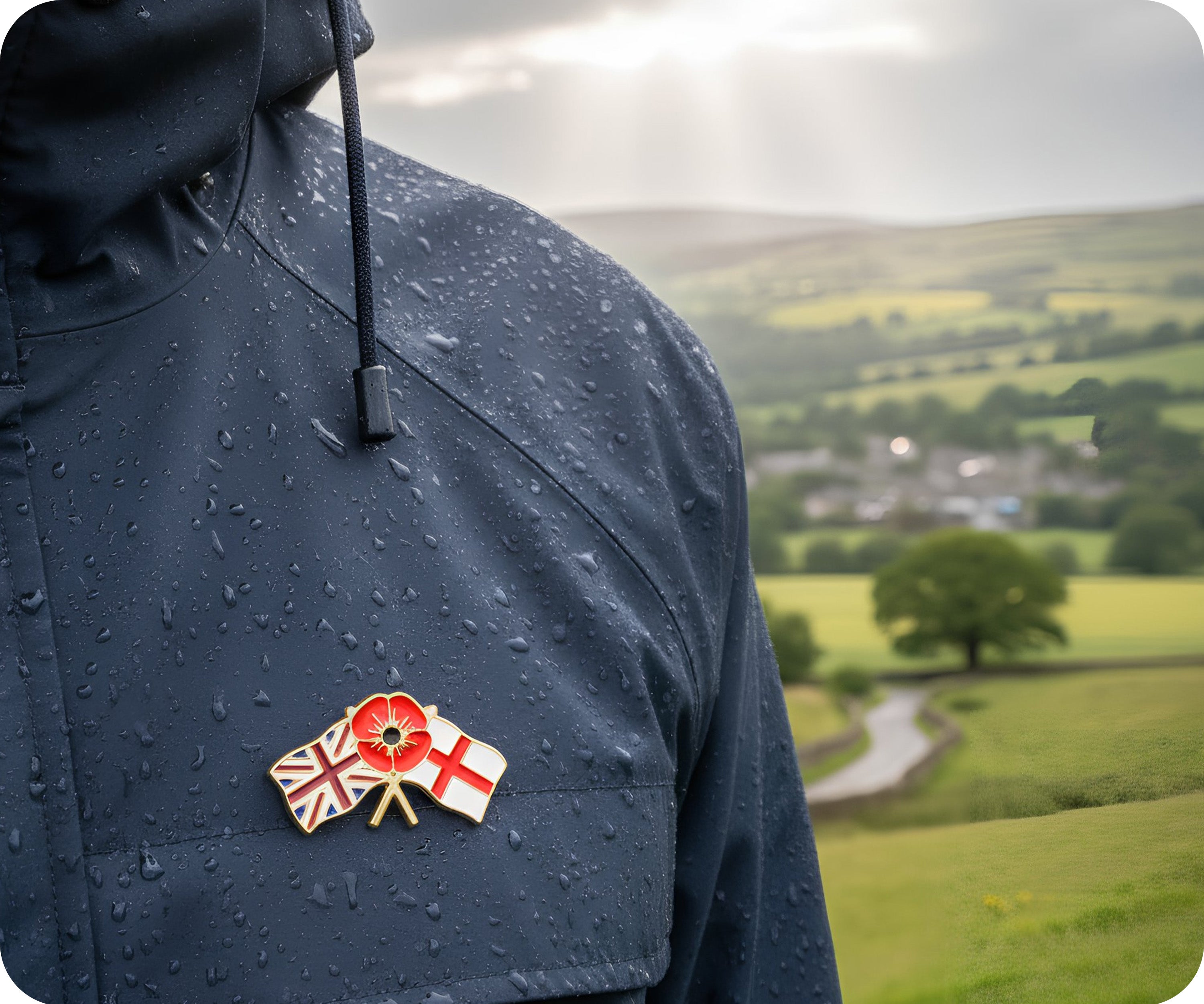 Insignia de pin con la bandera del Reino Unido e Inglaterra amapola Imagen secundaria del producto