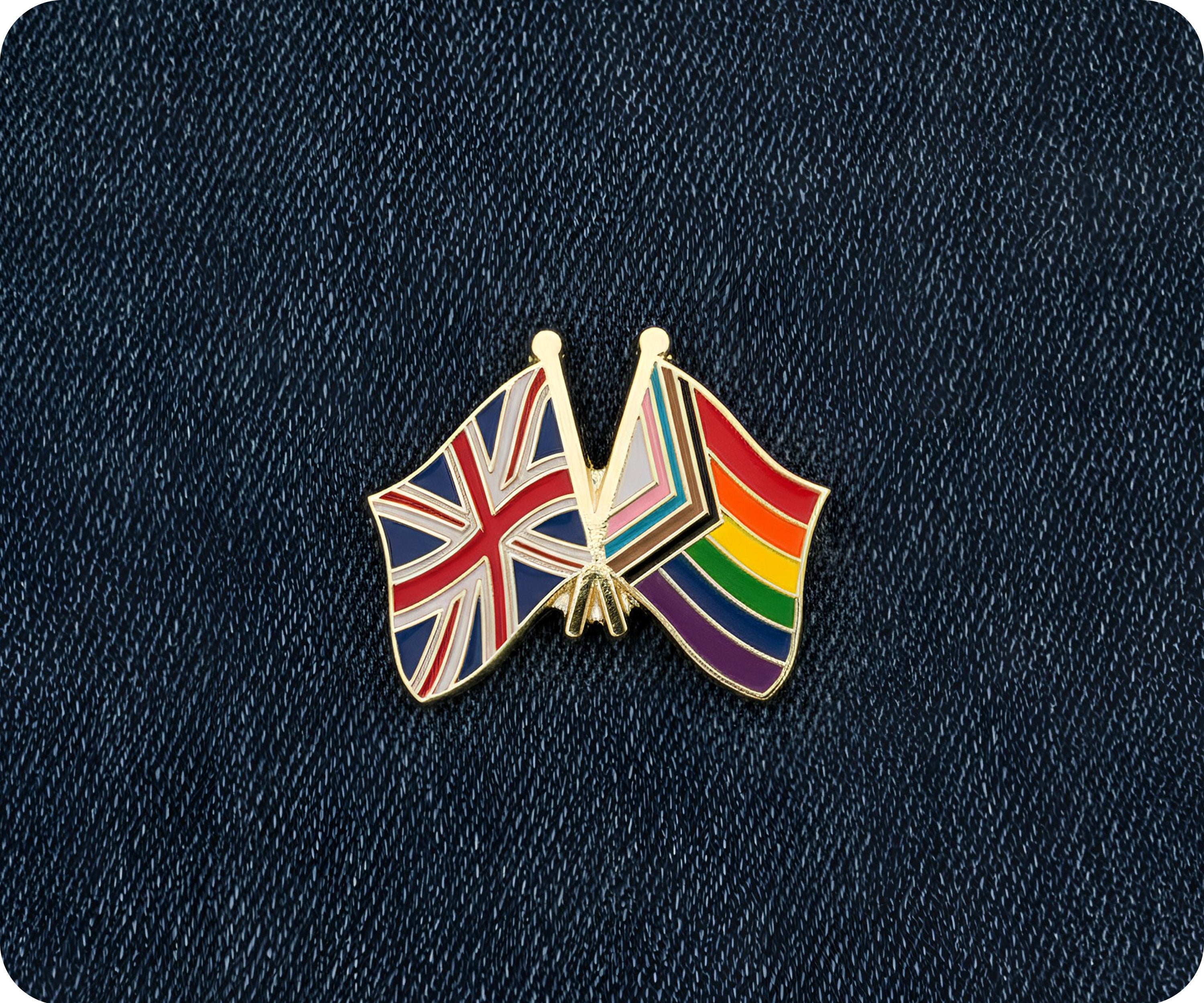 Insignia de pin de la amistad del arcoíris del orgullo del Reino Unido y Progress Pride