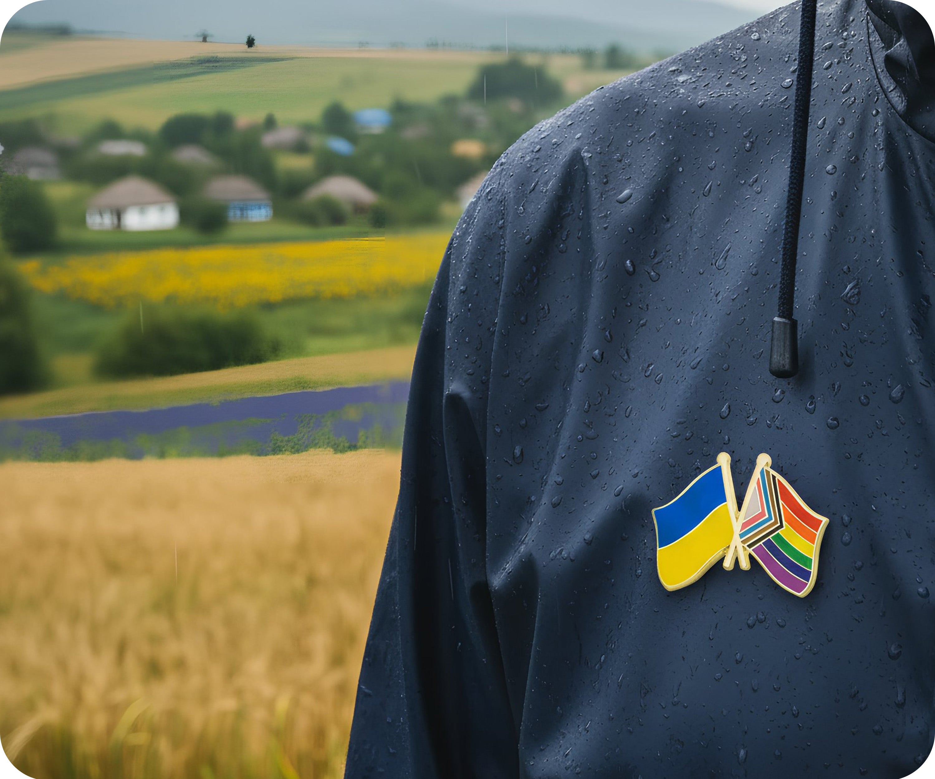 Ukraine & Progress Pride Friendship Pin Badge