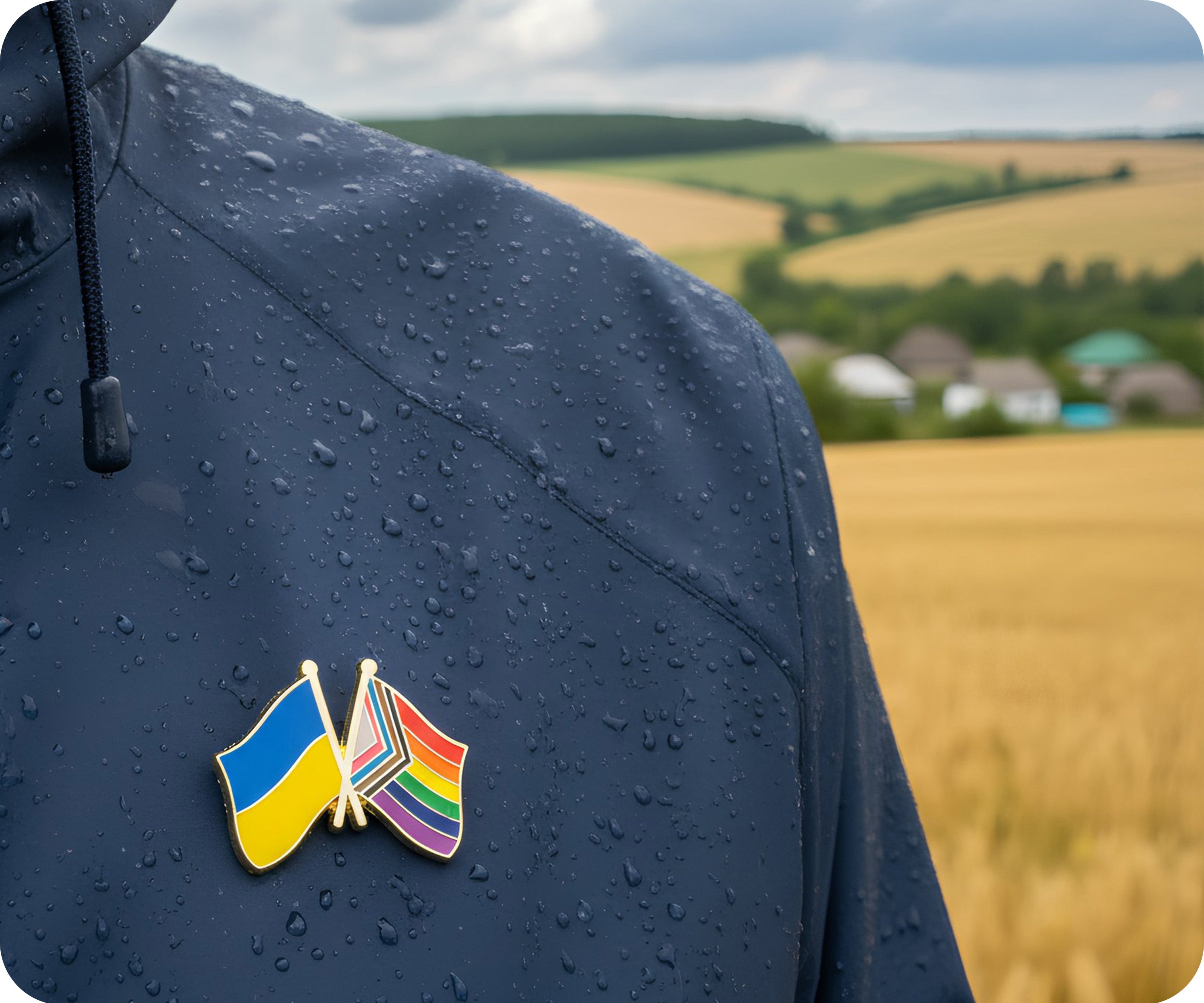 Ukraine & Progress Pride Friendship Pin Badge
