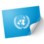 A sticker with the United Nations flag design, featuring a blue field with the UN emblem in white. © Tigoli® 2026 All Rights Reserved Panda Loco Ltd 