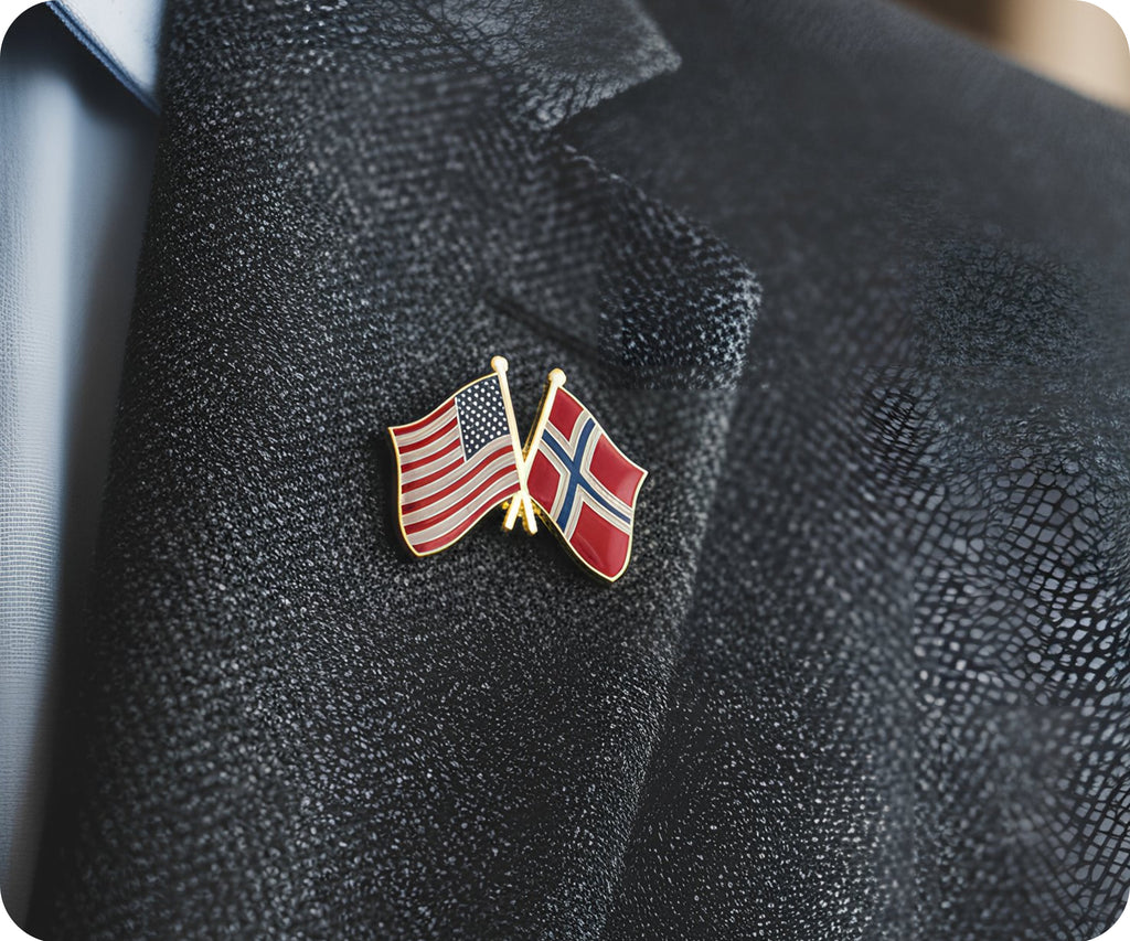 United States & Norway Friendship Pin Badge