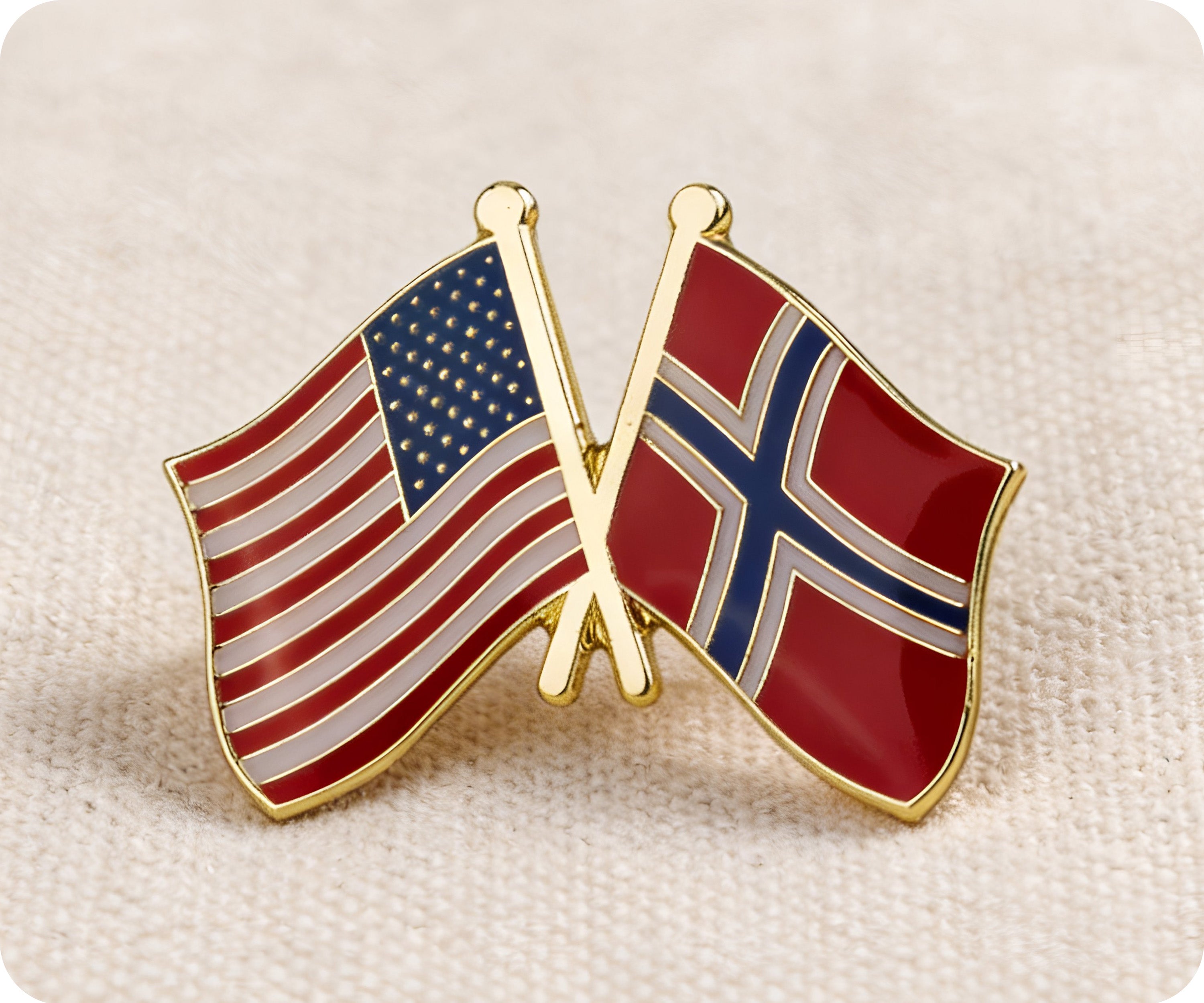 United States & Norway Friendship Pin Badge