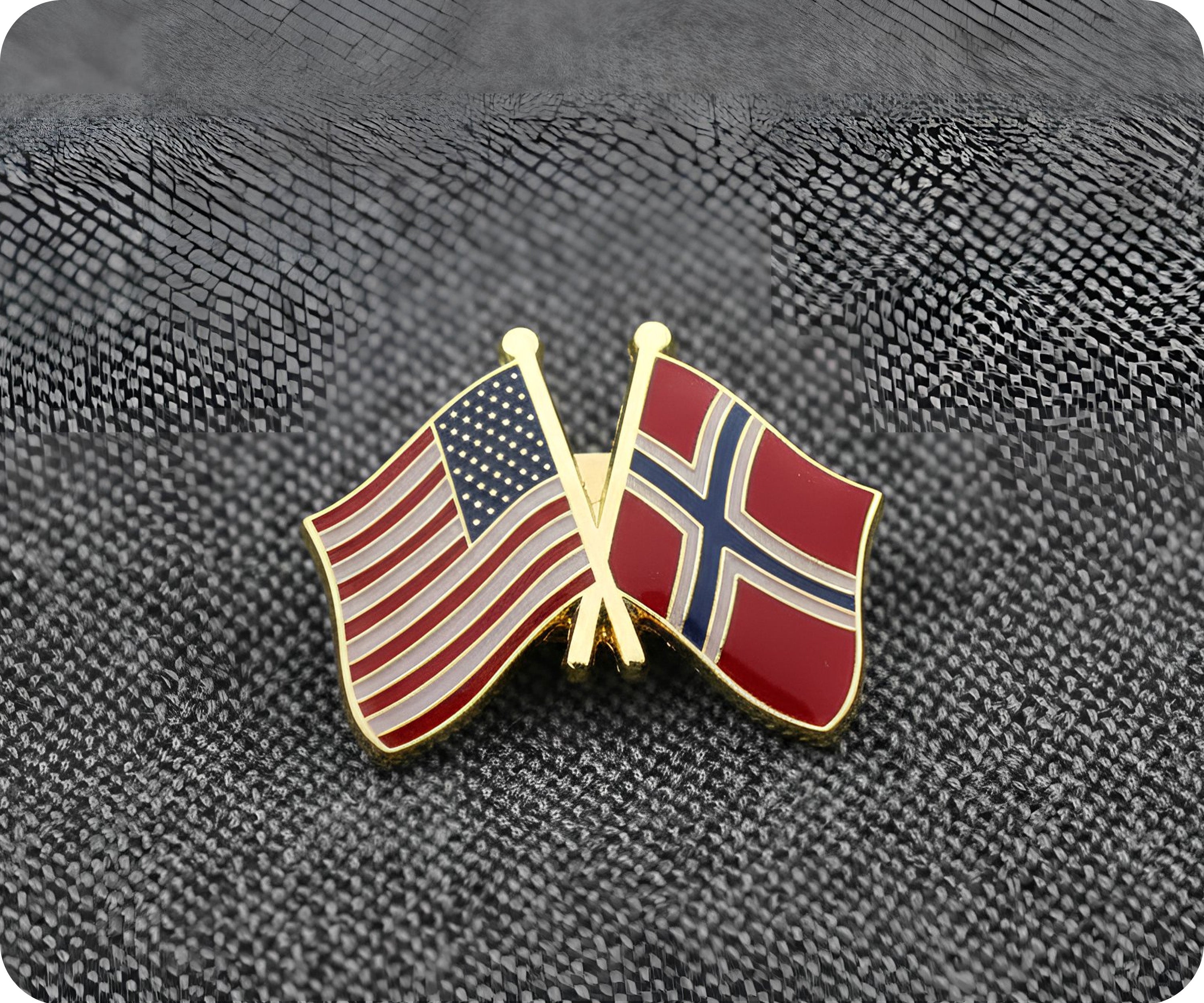 United States & Norway Friendship Pin Badge