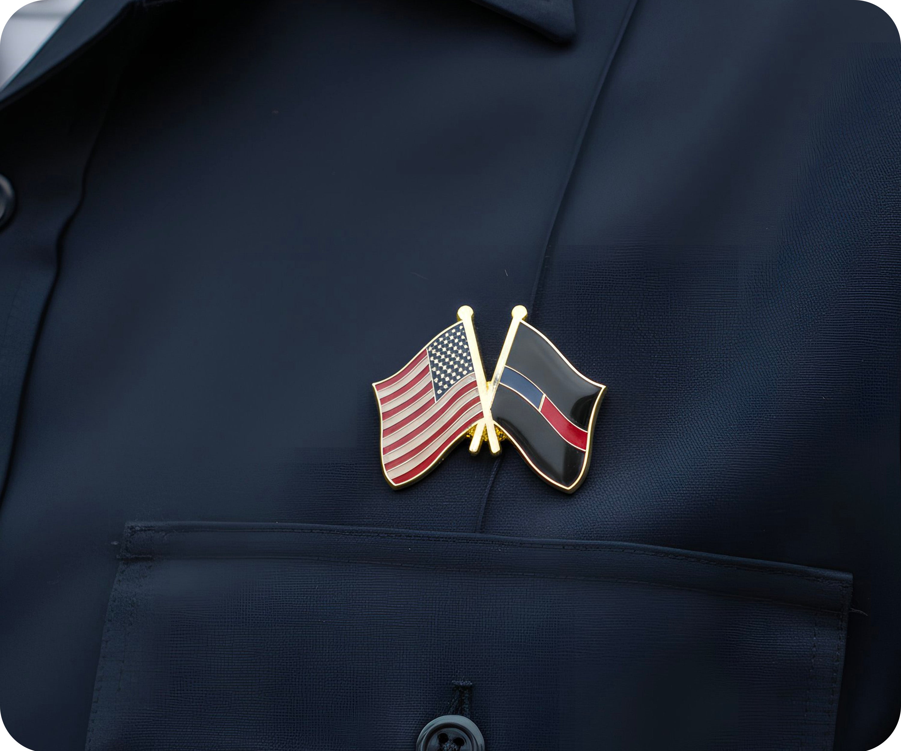 United States USA & Thin Blue Red Line Police Friendship Pin Badge