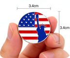 Statue of Liberty Unites States USA Flag Round Pin Badge