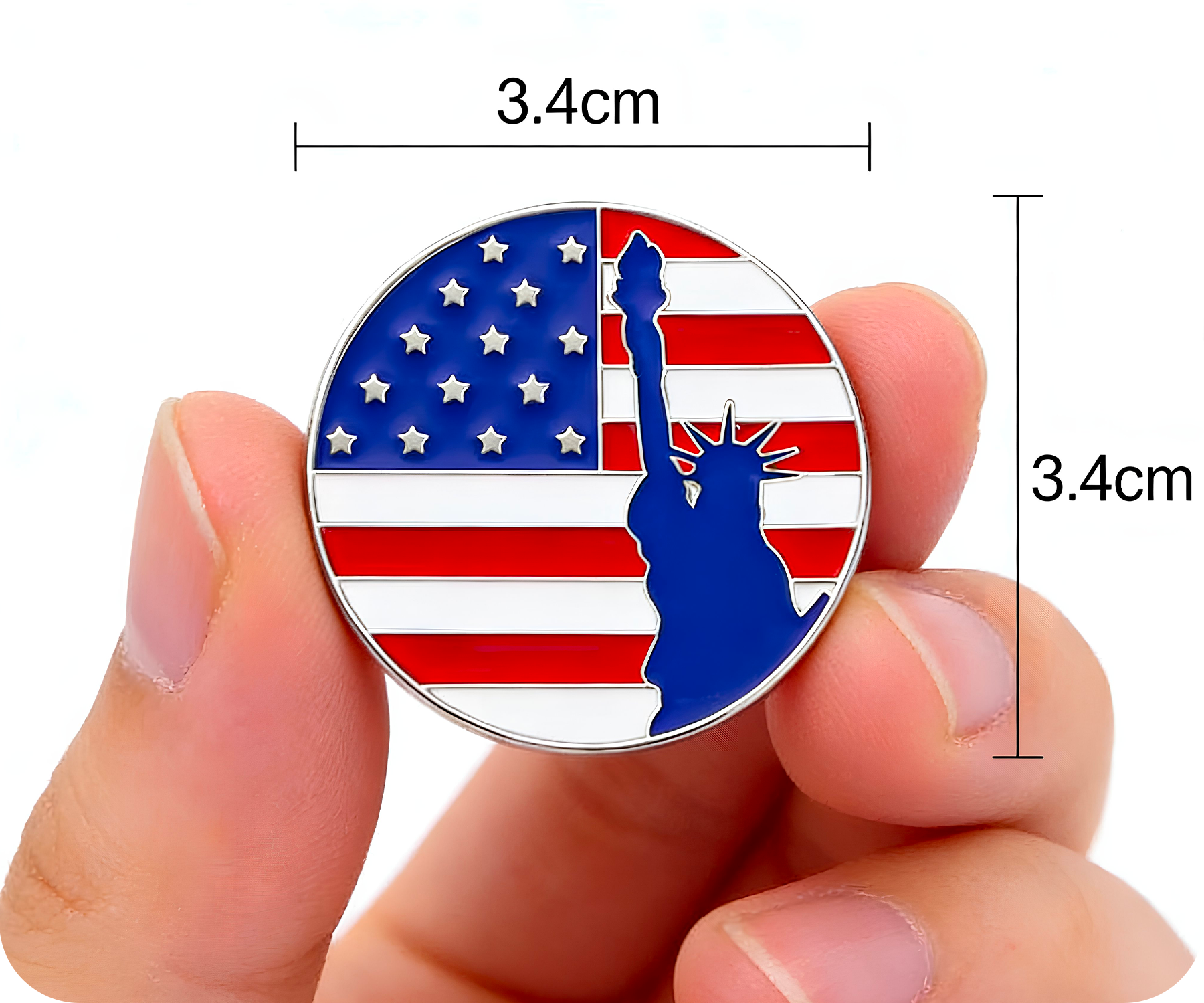 Statue of Liberty Unites States USA Flag Round Pin Badge