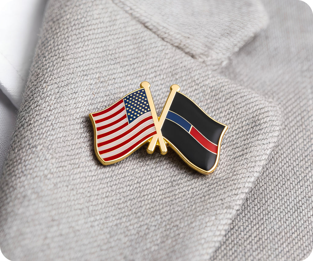 United States USA & Thin Blue Red Line Police Friendship Pin Badge
