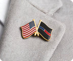 United States USA & Thin Blue Red Line Police Friendship Pin Badge
