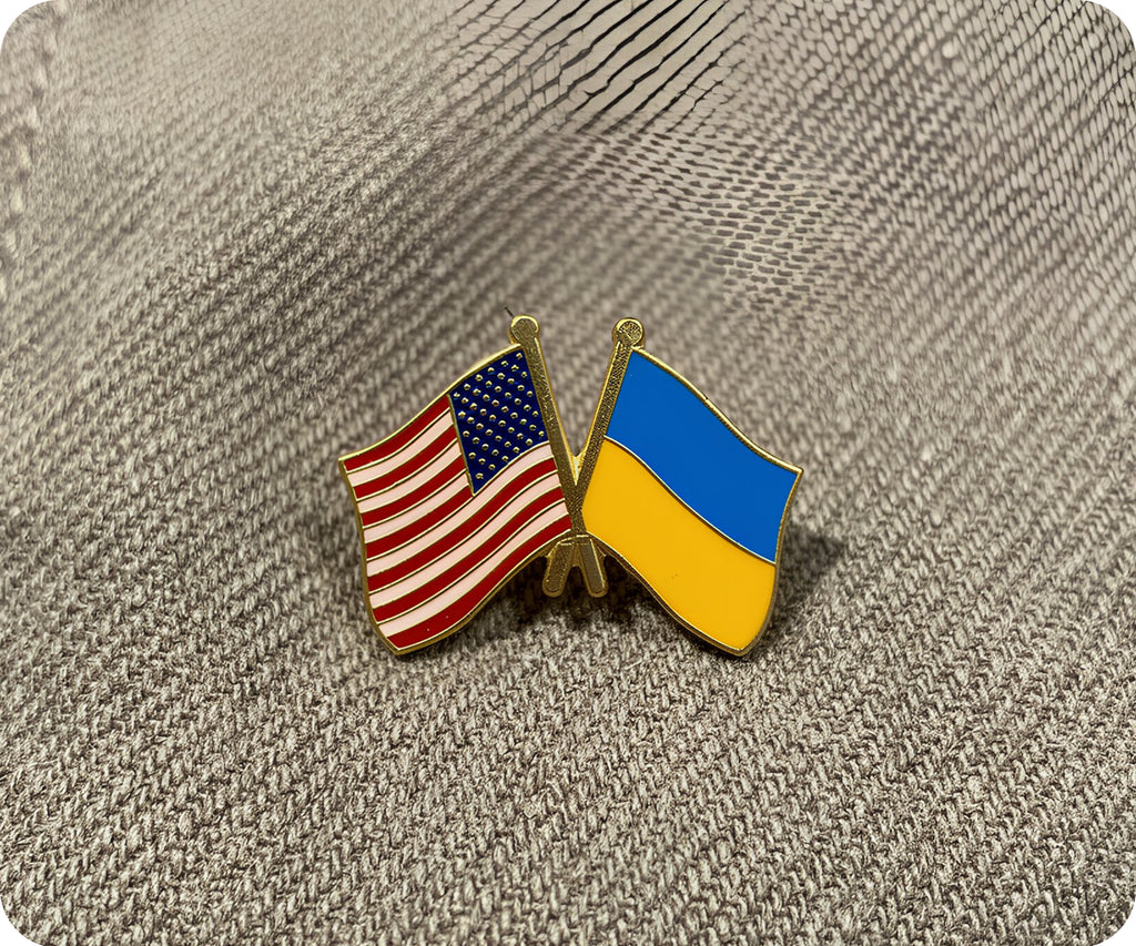 United States USA & Ukraine Friendship Pin Badge