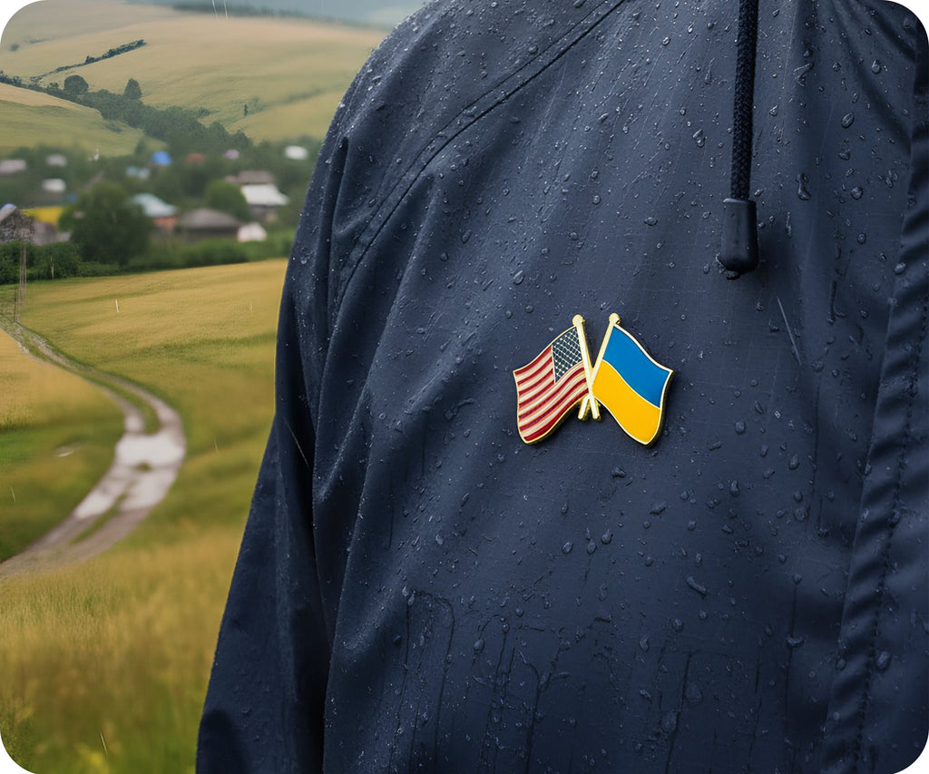 United States USA & Ukraine Friendship Pin Badge
