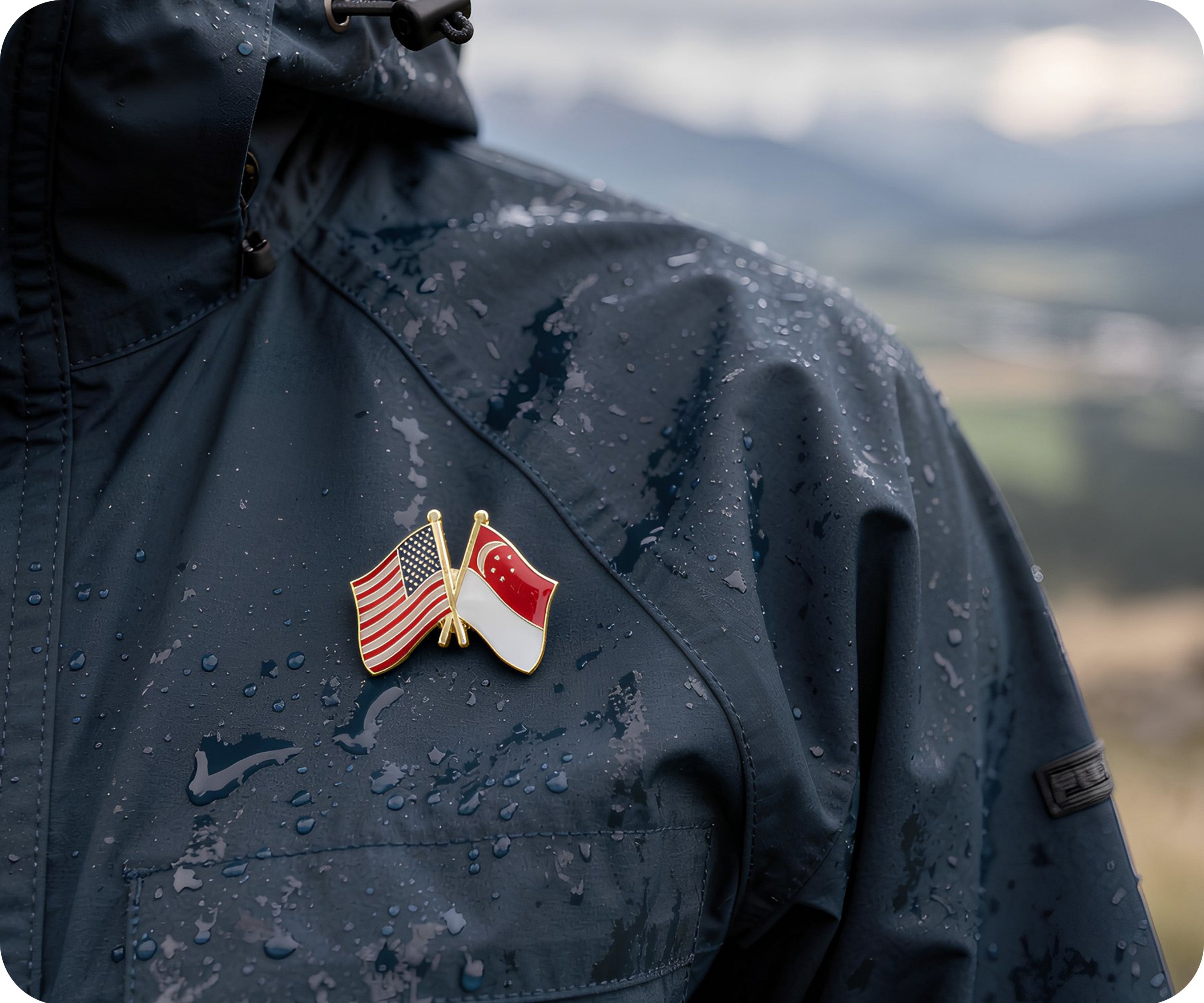United States & Singapore Friendship Pin Badge