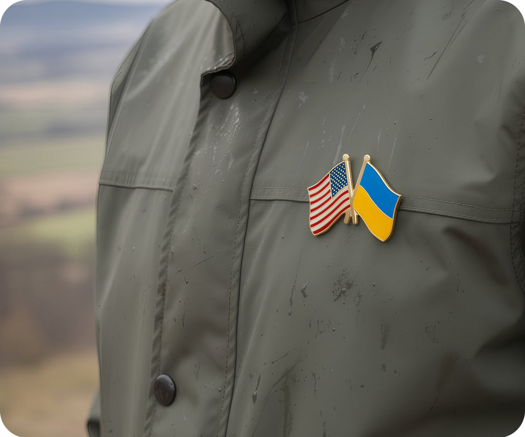 United States USA & Ukraine Friendship Pin Badge