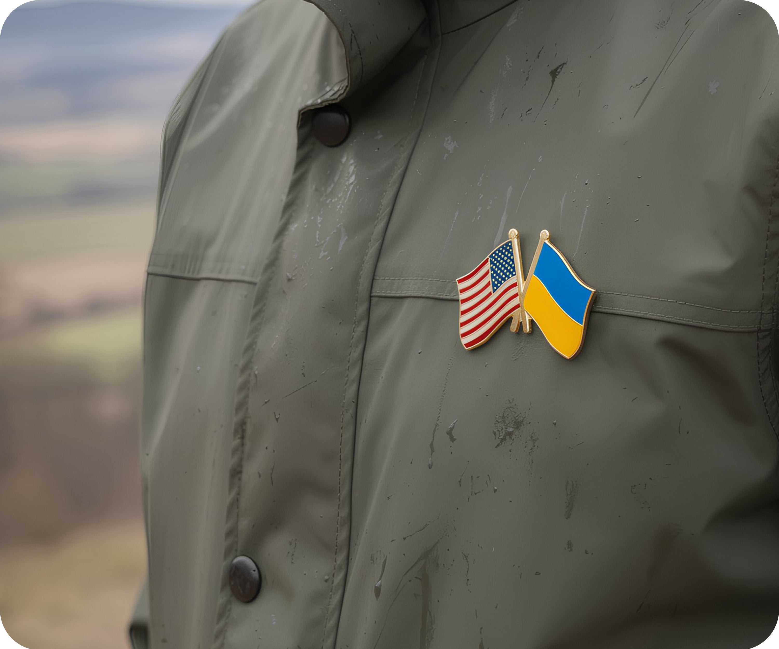 United States USA & Ukraine Friendship Pin Badge