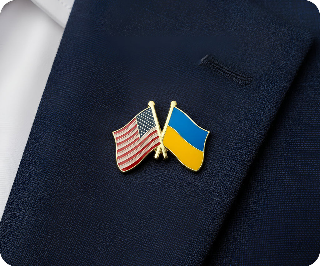 United States USA & Ukraine Friendship Pin Badge