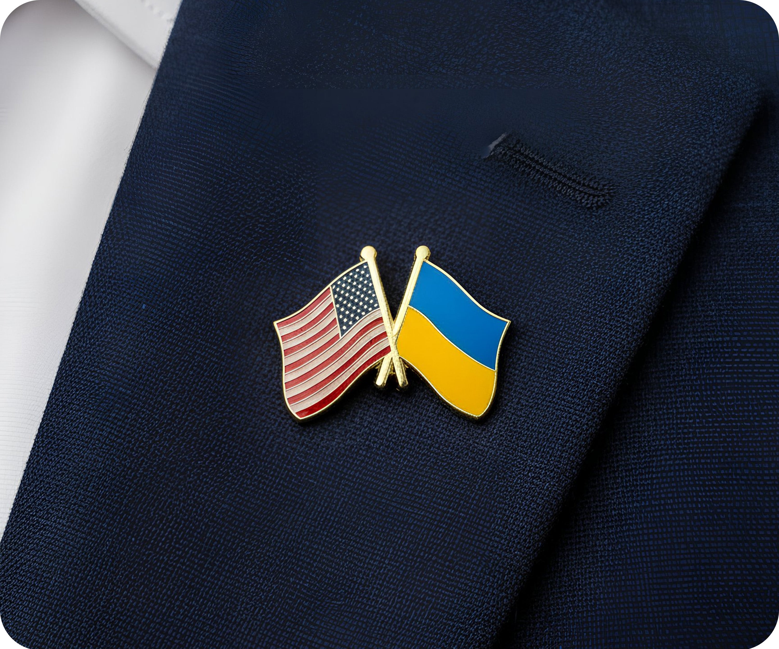 United States USA & Ukraine Friendship Pin Badge