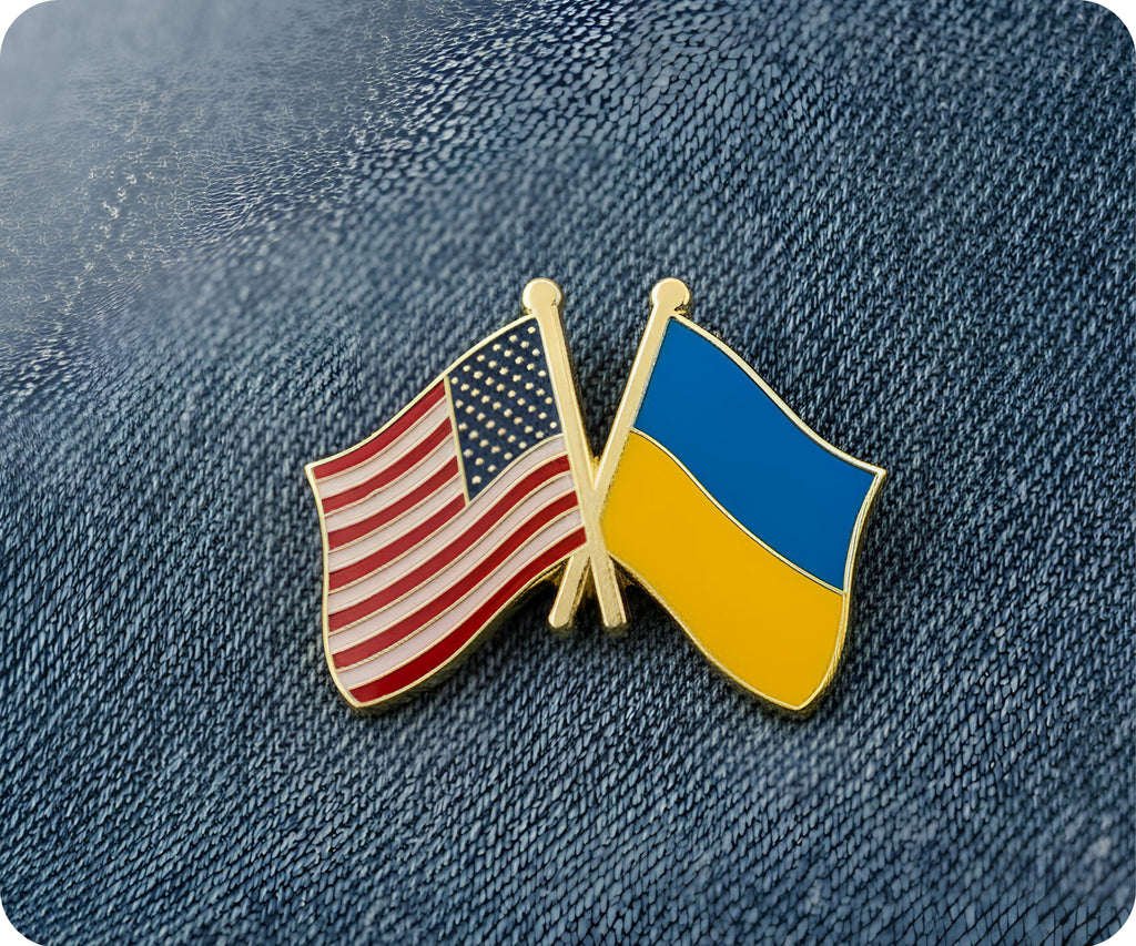 United States USA & Ukraine Friendship Pin Badge