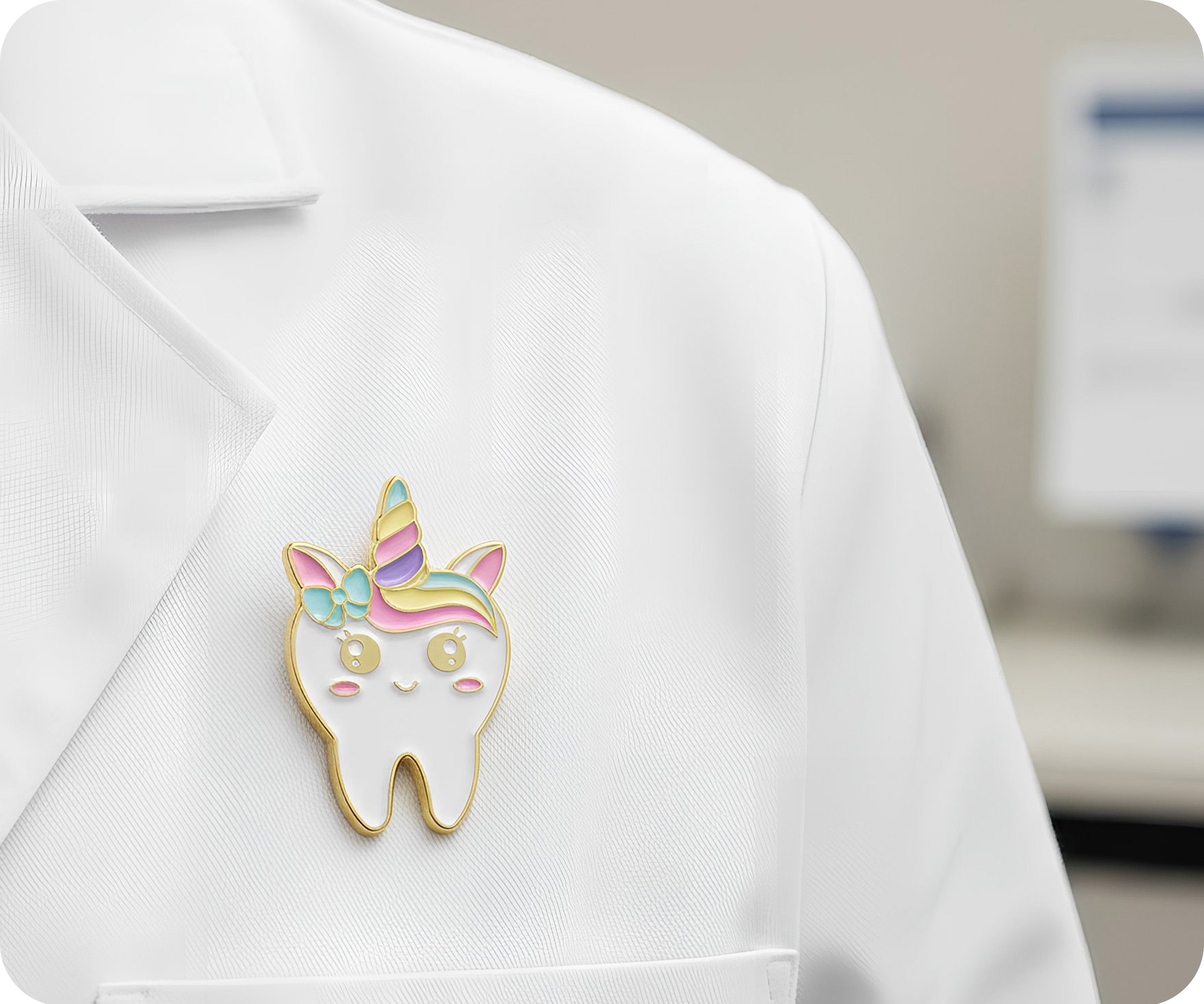 Insignia de Pin de Dientes de Dentista Arcoíris de Unicornio Imagen secundaria del producto