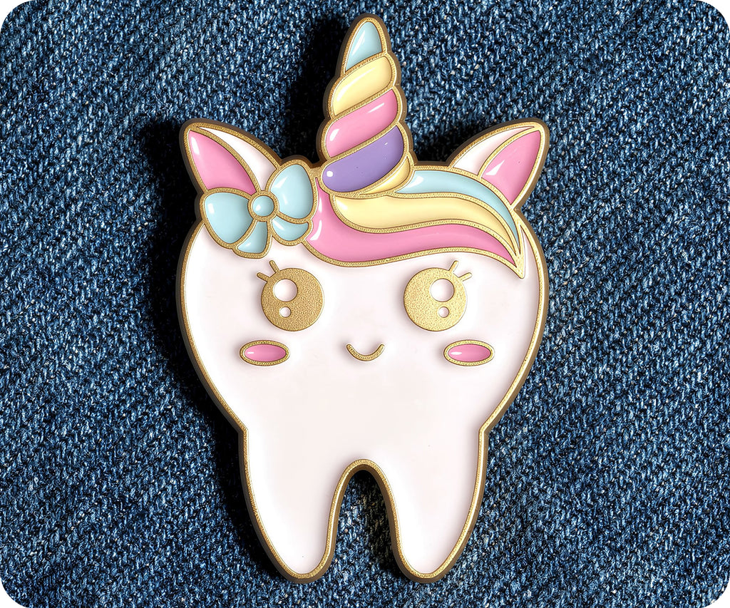 Insignia de Pin de Dientes de Dentista Arcoíris de Unicornio
