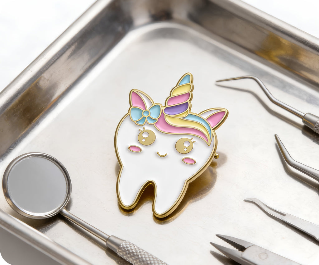 Insignia de Pin de Dientes de Dentista Arcoíris de Unicornio