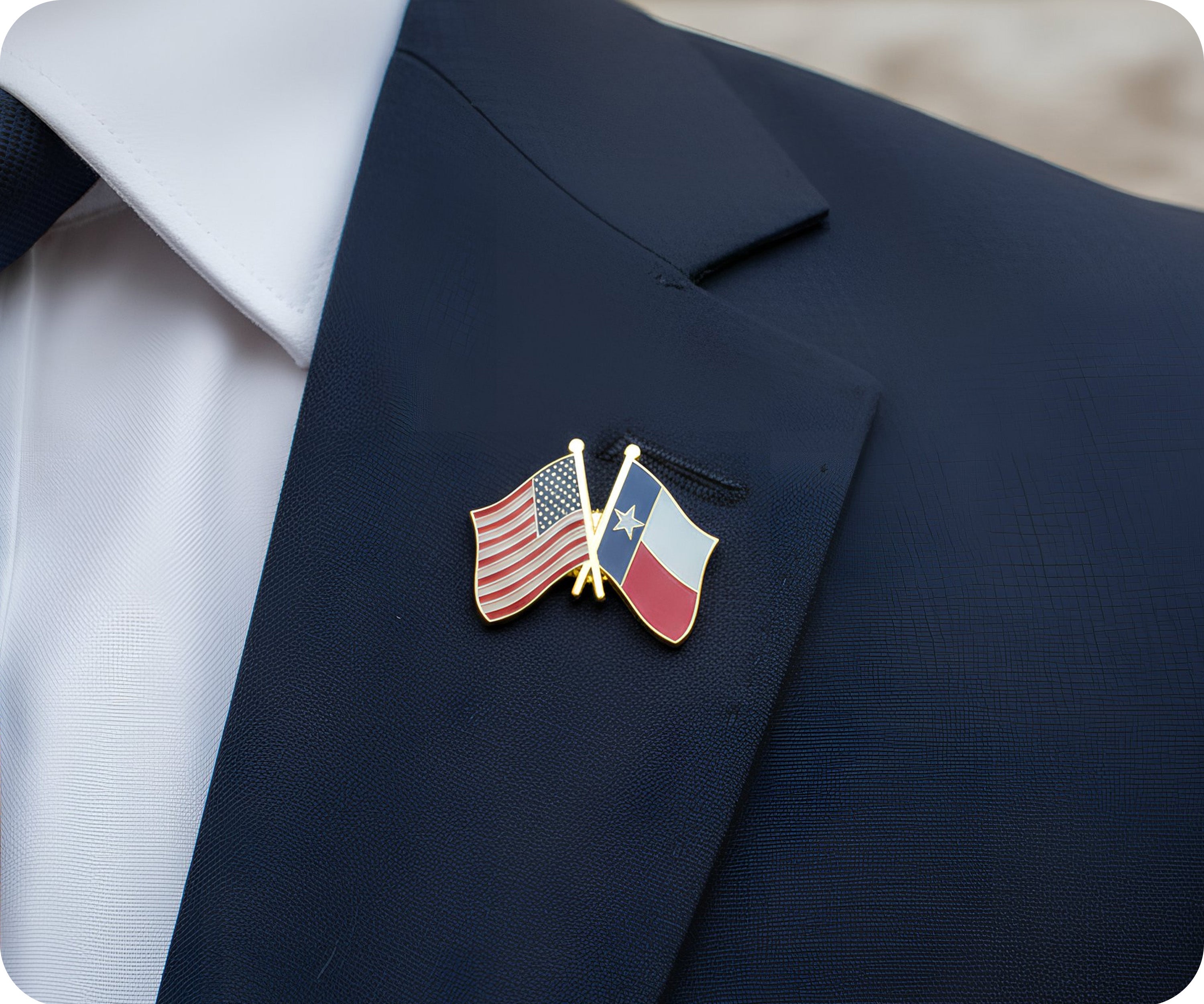 United States & Texas Friendship Pin Badge
