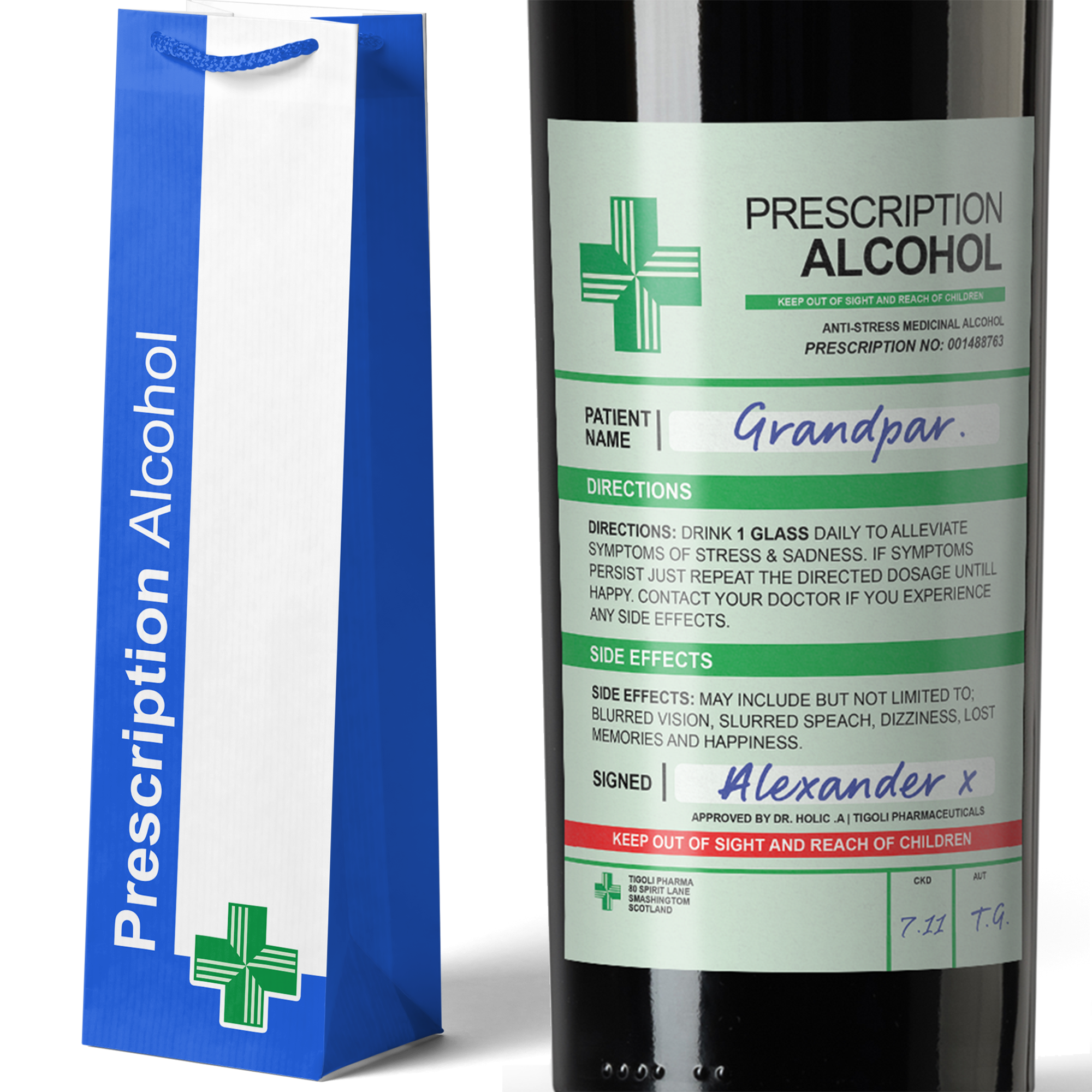 Bolsa para botellas de alcohol con receta + pegatinas Imagen principal del producto