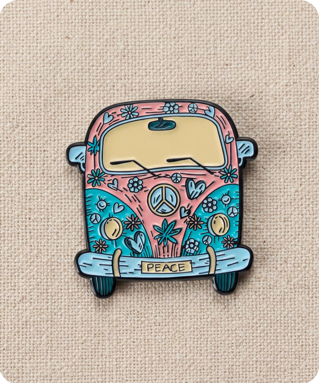 Retro Hippie Camper Van Enamel Lapel Pin Badge