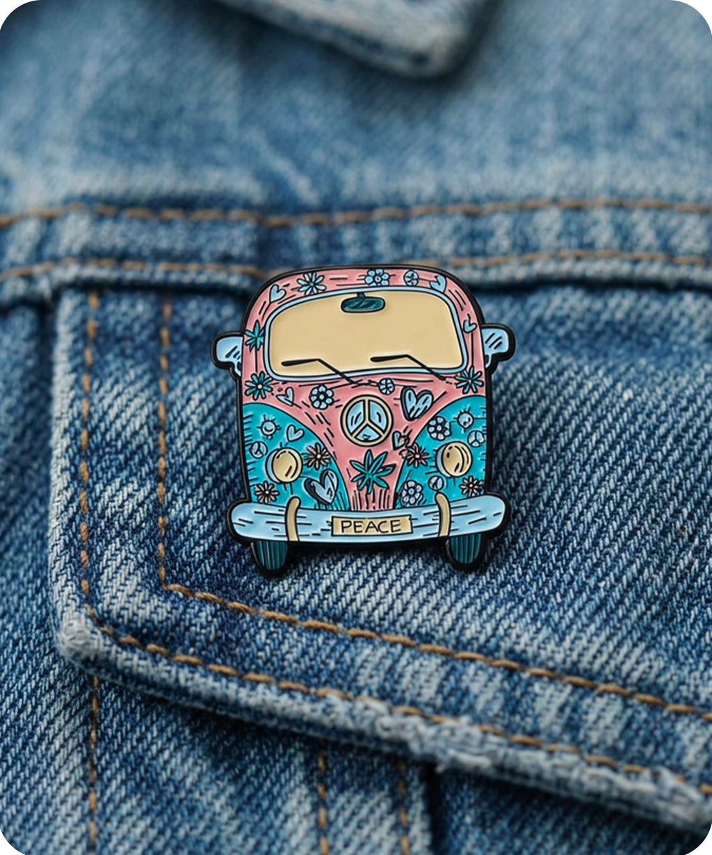 Retro Hippie Camper Van Enamel Lapel Pin Badge