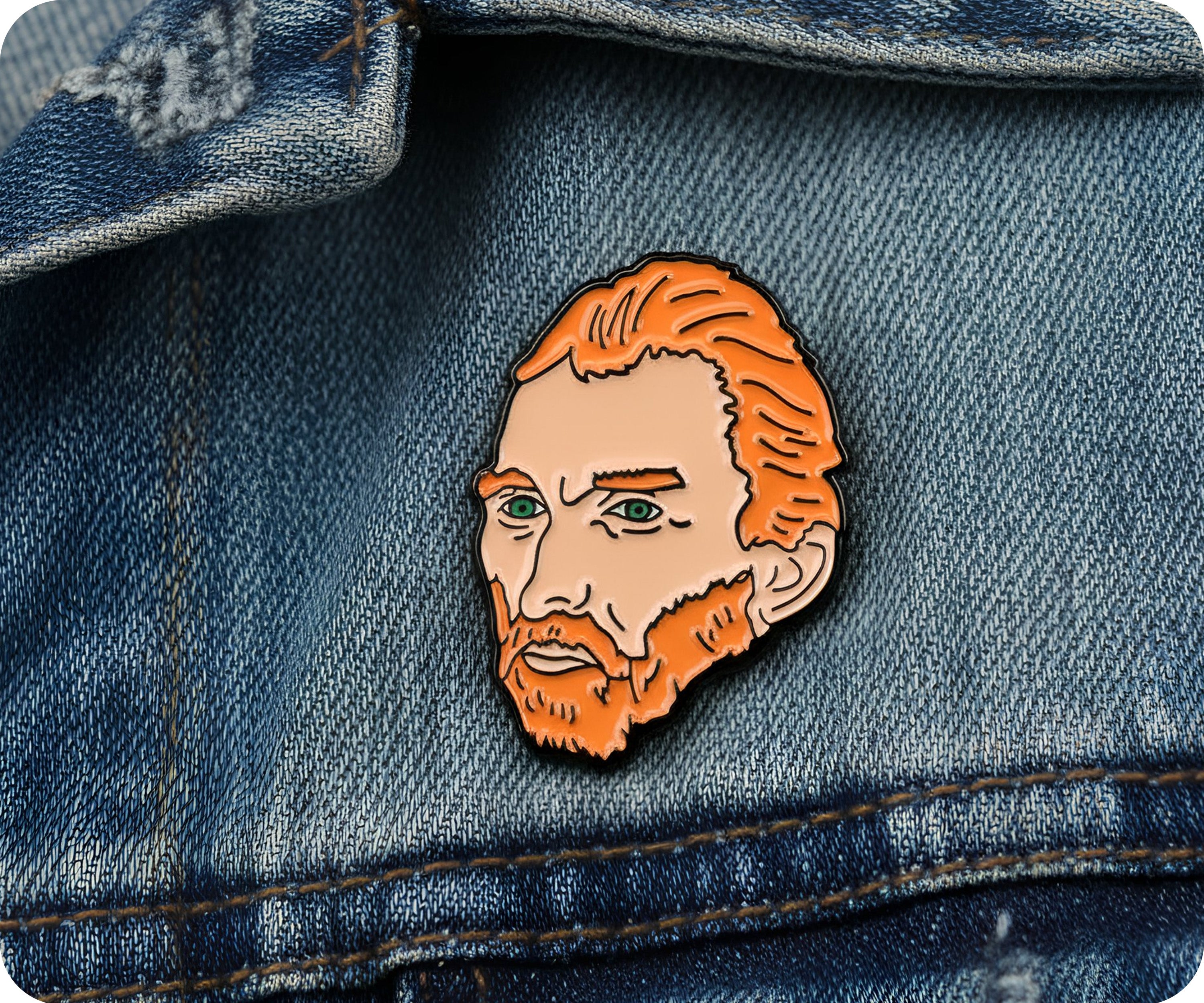 Van Gogh Head Pin Badge